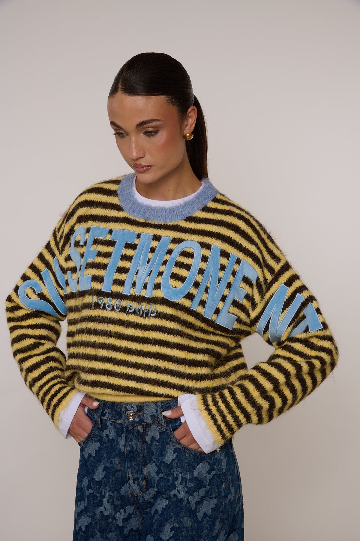 Maglione ‘SUNSET’ righe Cacao e Giallo