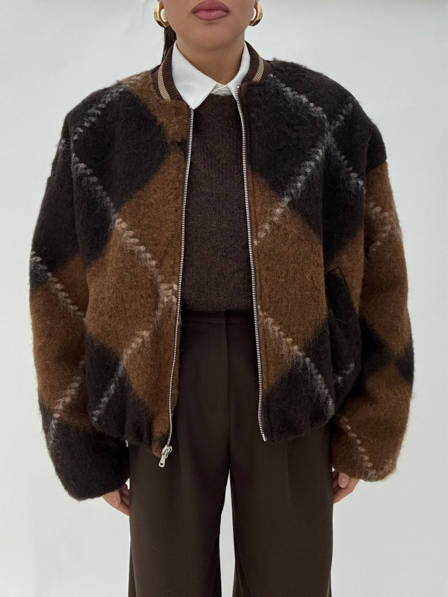 Bomber ‘ROMBI 63%LANA’ BY LUMINA Camel e Cacao