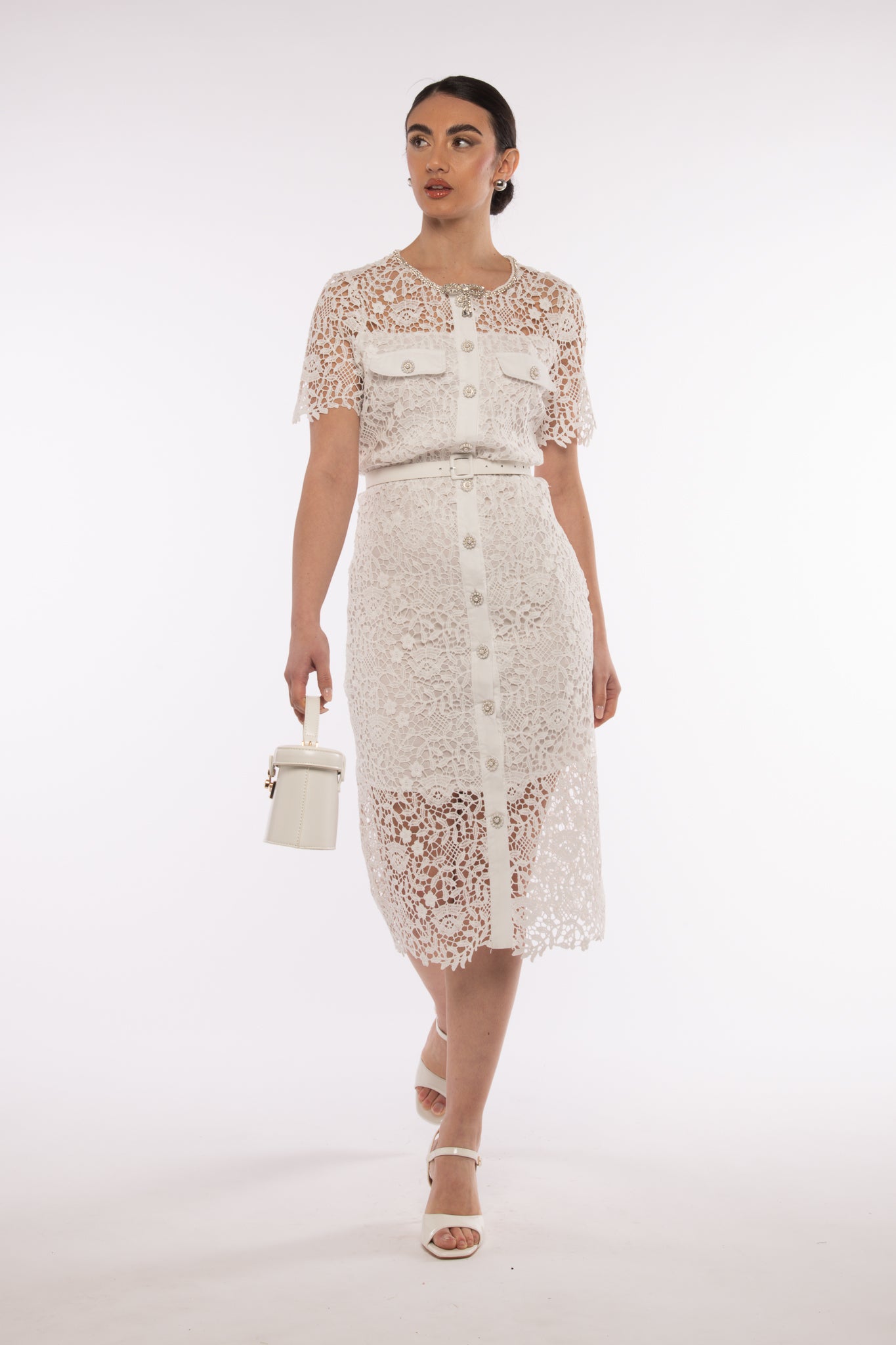 Abito ‘DAPHNE’ in pizzo Bianco