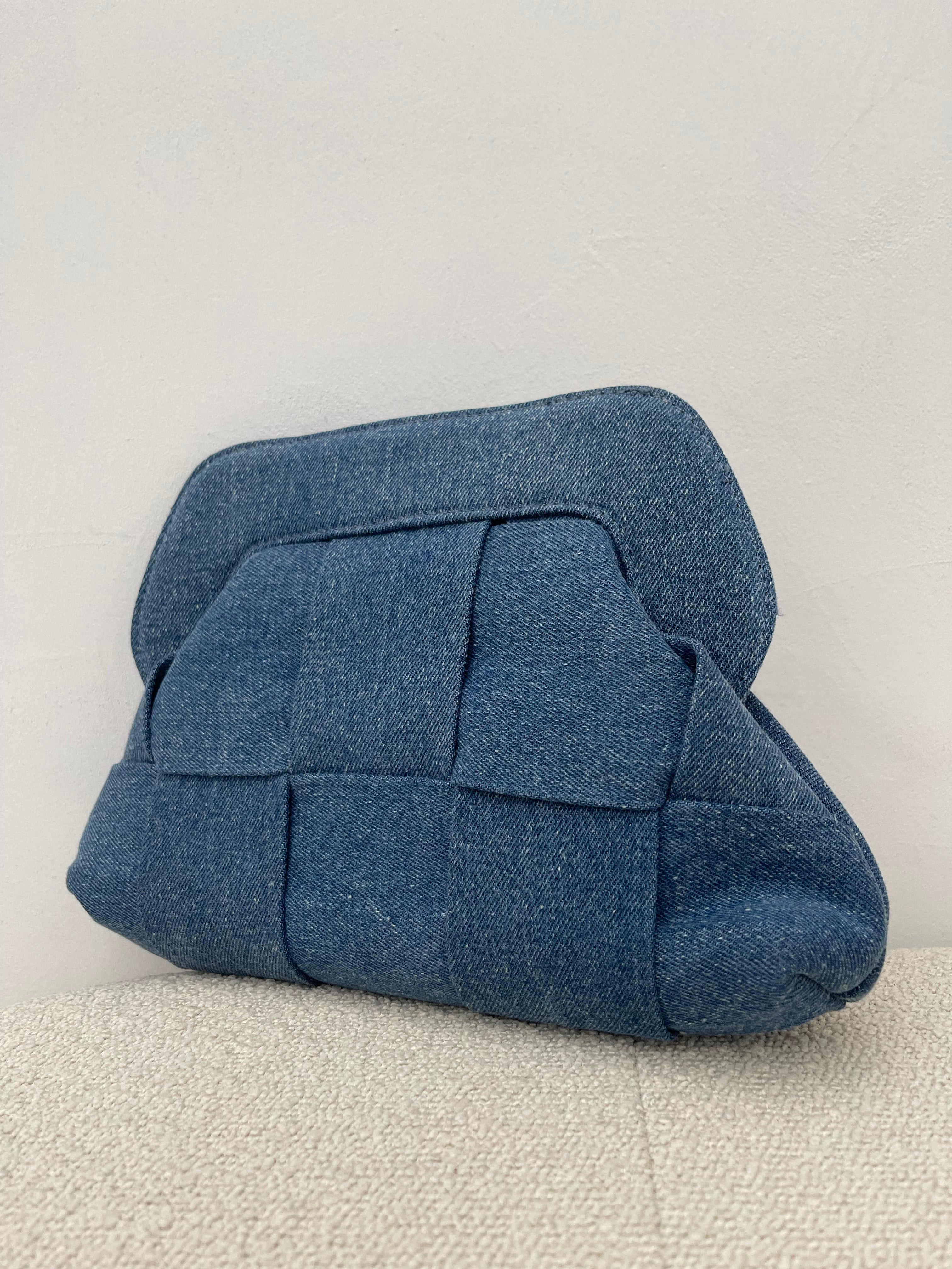 Pochette ‘KOS’ quadri in Denim