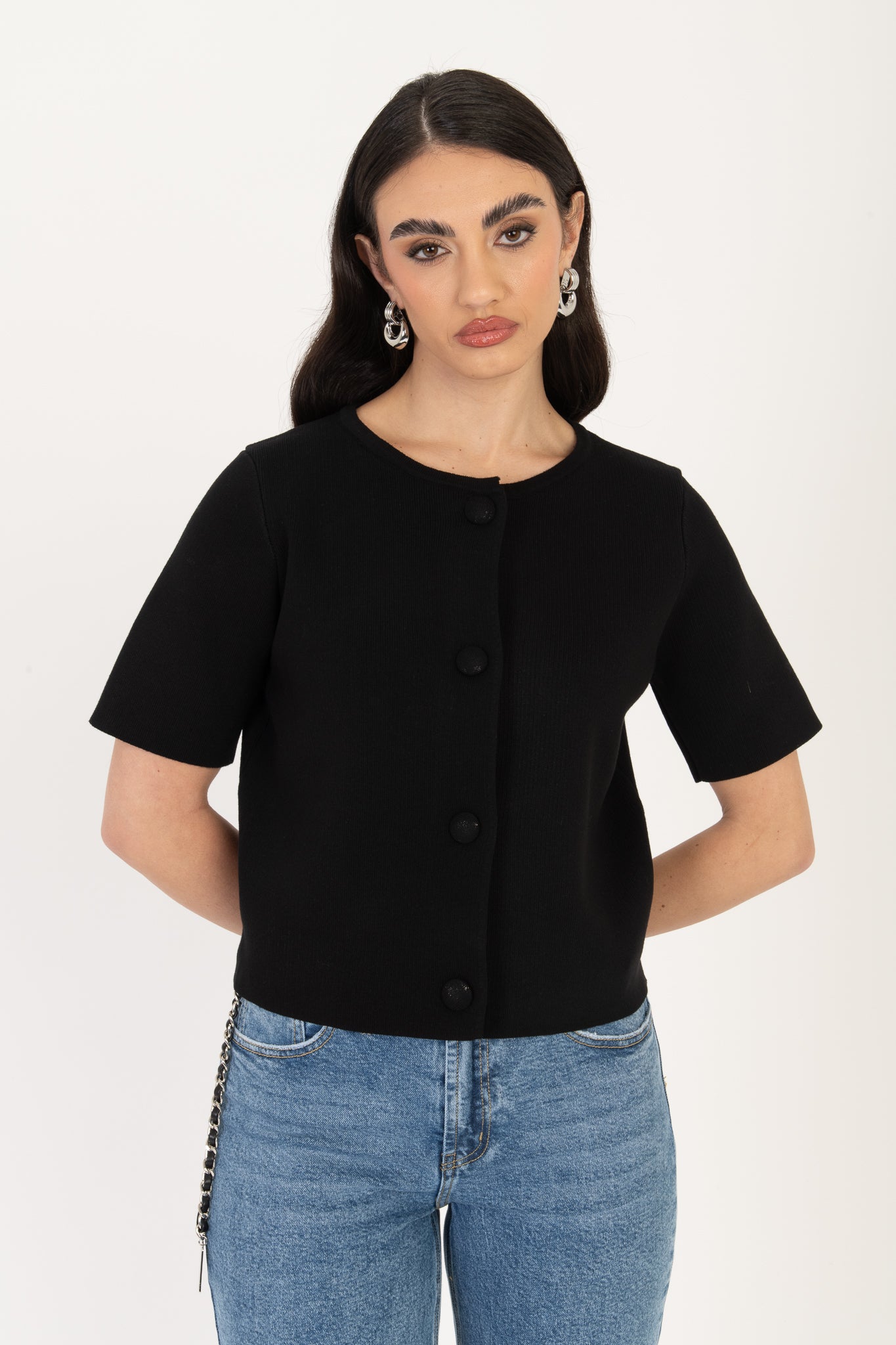 Maglione ‘BOTTONI RIVESTITI ’ Nero