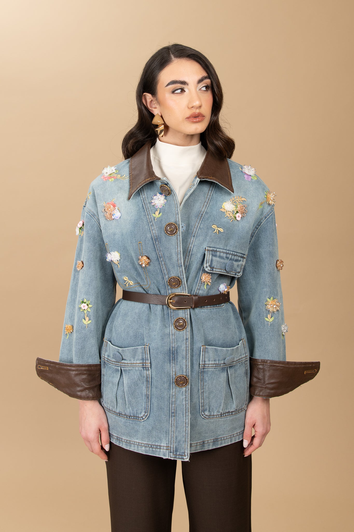 Giacca ‘FLOWERS’ in Denim