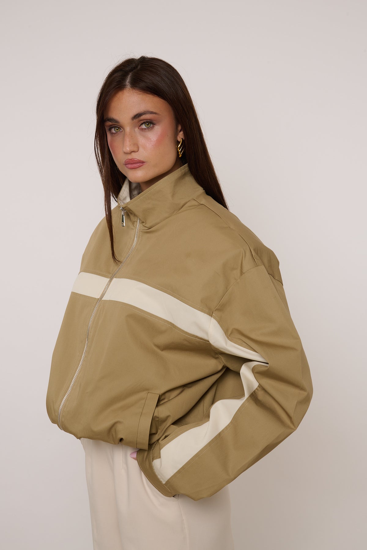 Bomber 100% COTONE ‘MAXI SPALLINA’ Camel