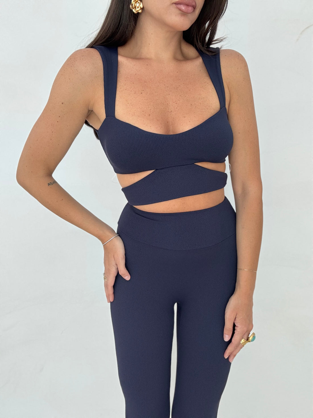Coordinato ‘GYM’ a costine Blu Notte