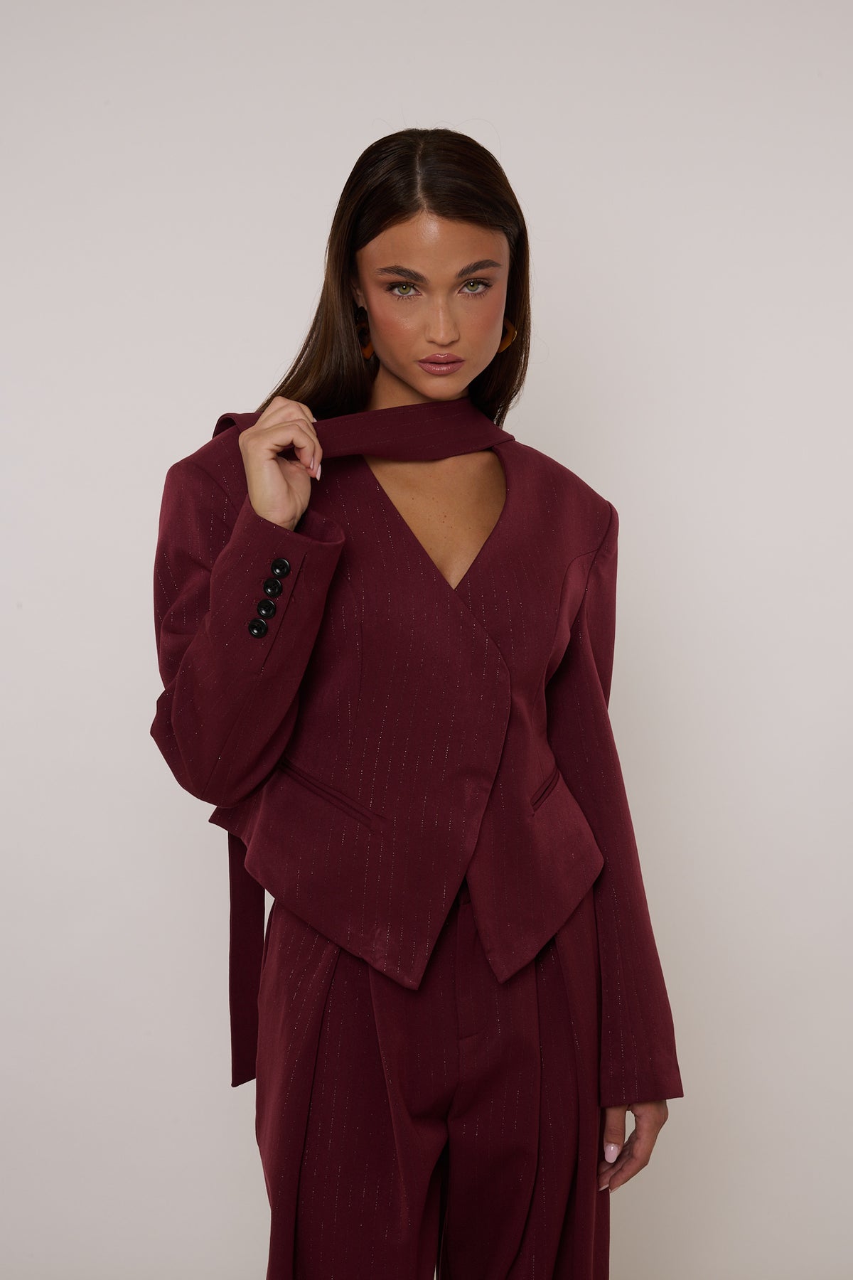Blazer ‘CINTURA BY LUMINA’ Righe Bordeaux
