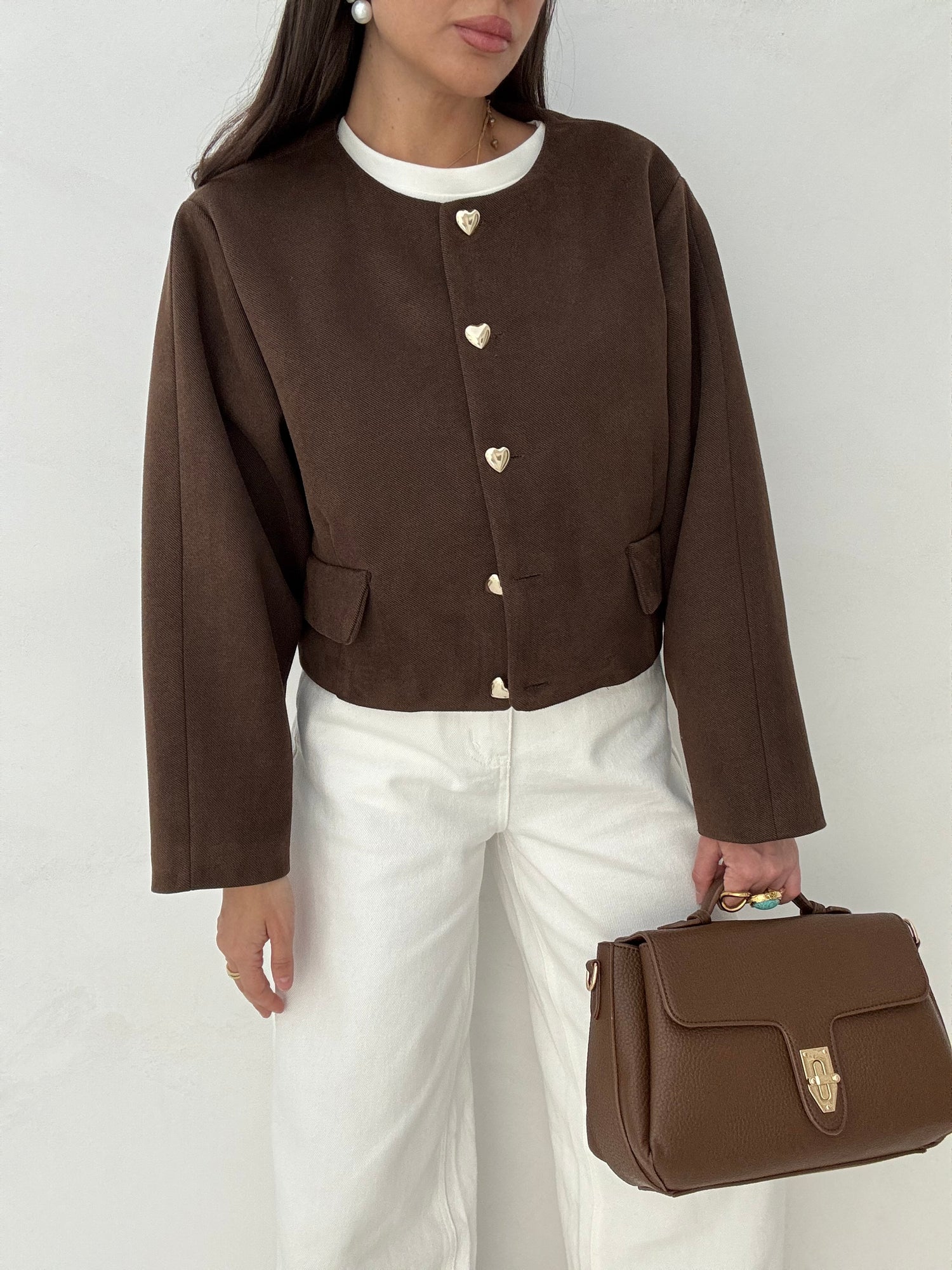 Giacca  ‘BOTTONI CUORE 3&amp;33 COLLECTION’ Cacao