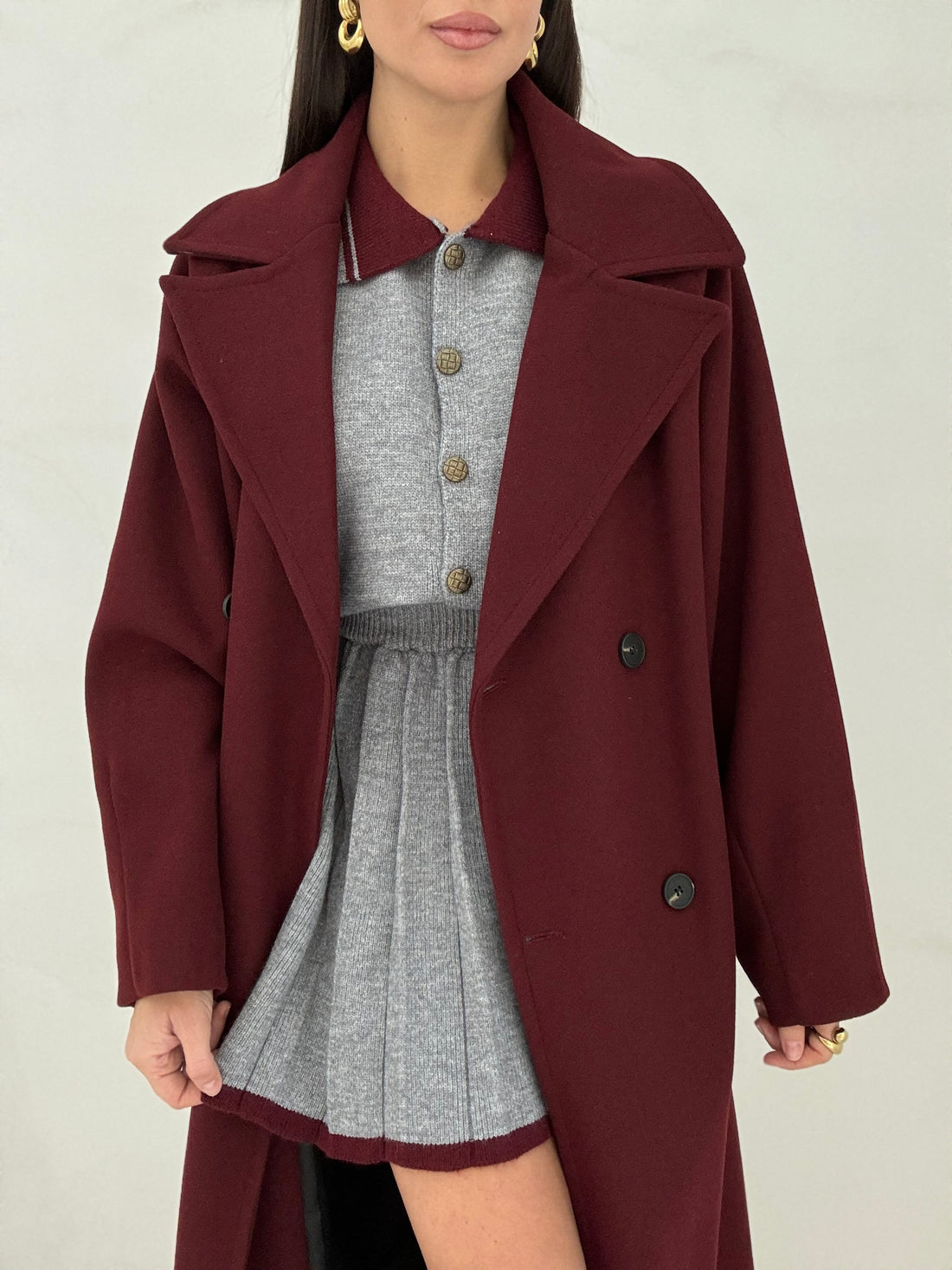 Cappotto 4 bottoni ‘FRANCISCA’ Bordeaux