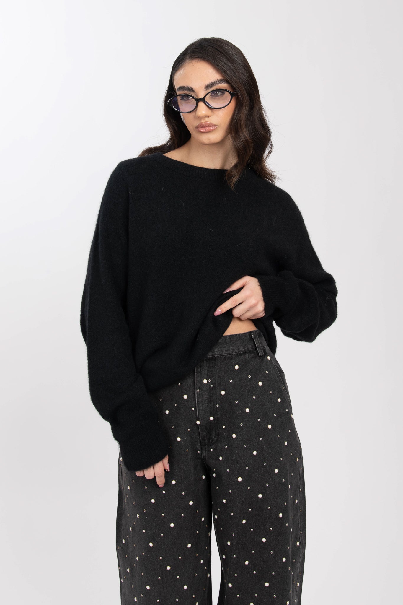 Maglione Basic ‘27% ALPACA’ BY LUMINA Nero