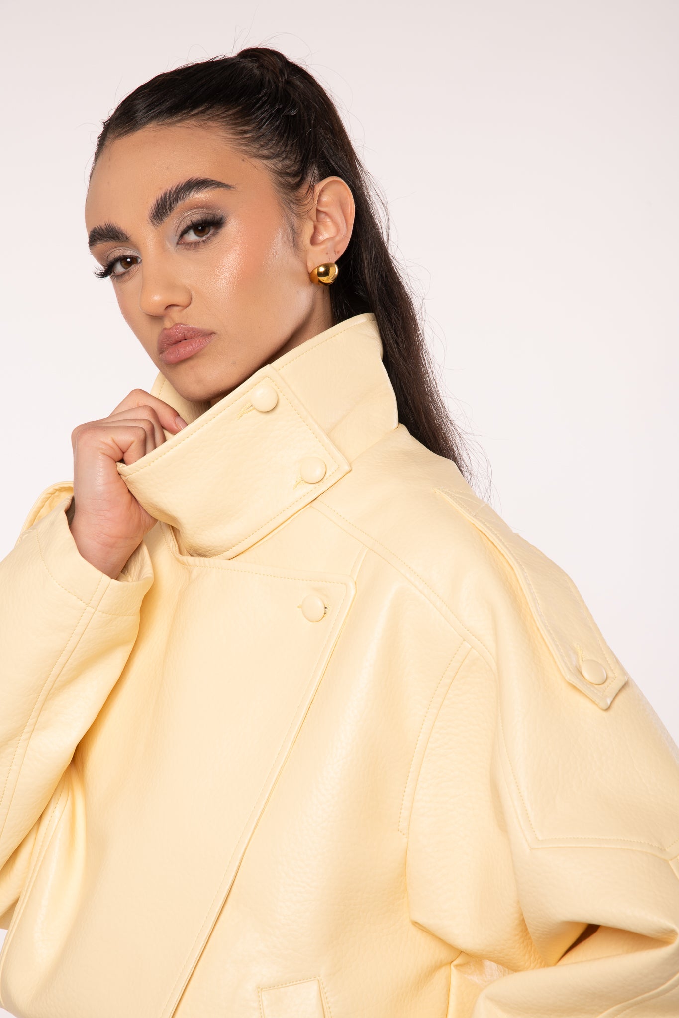 Chiodo/Bomber ‘COLLO ALTO’ 2.0 ecopelle Giallo