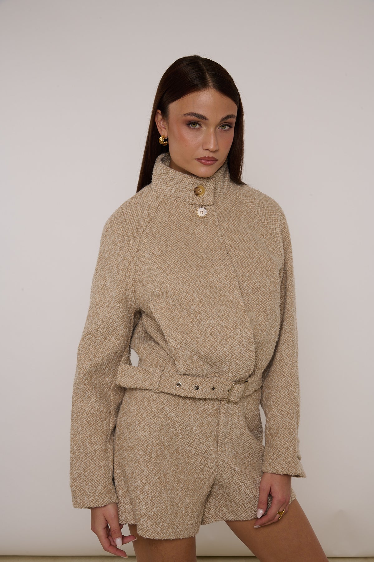 Coordinato ‘10% LANA’ Mezzo Collo Beige