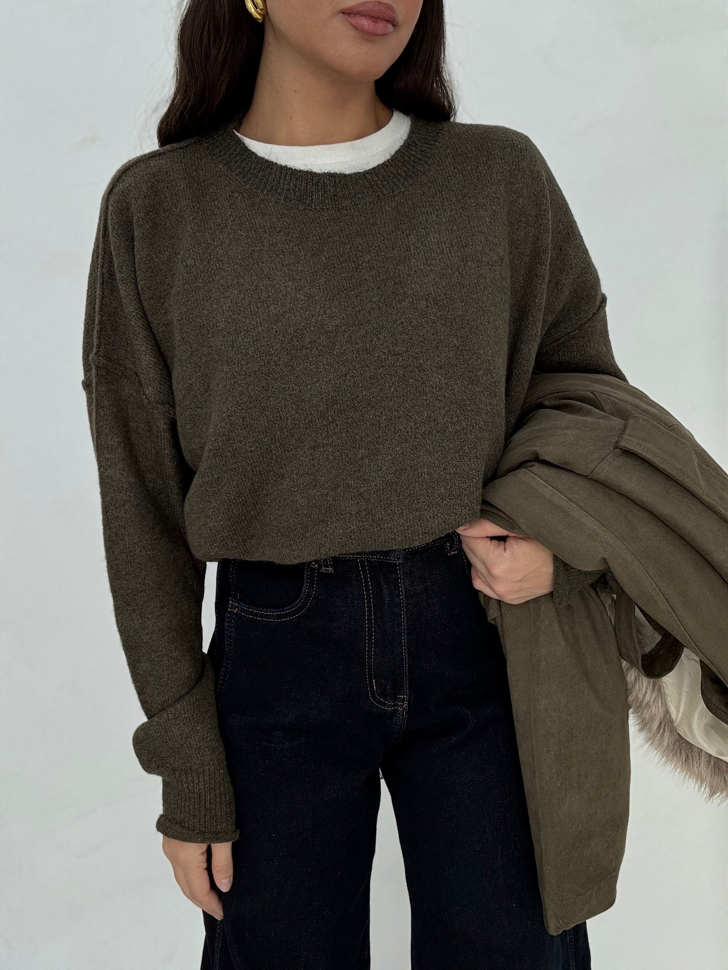 Maglione ‘BASIC CUCITURE INVERSE’ Verde Militare