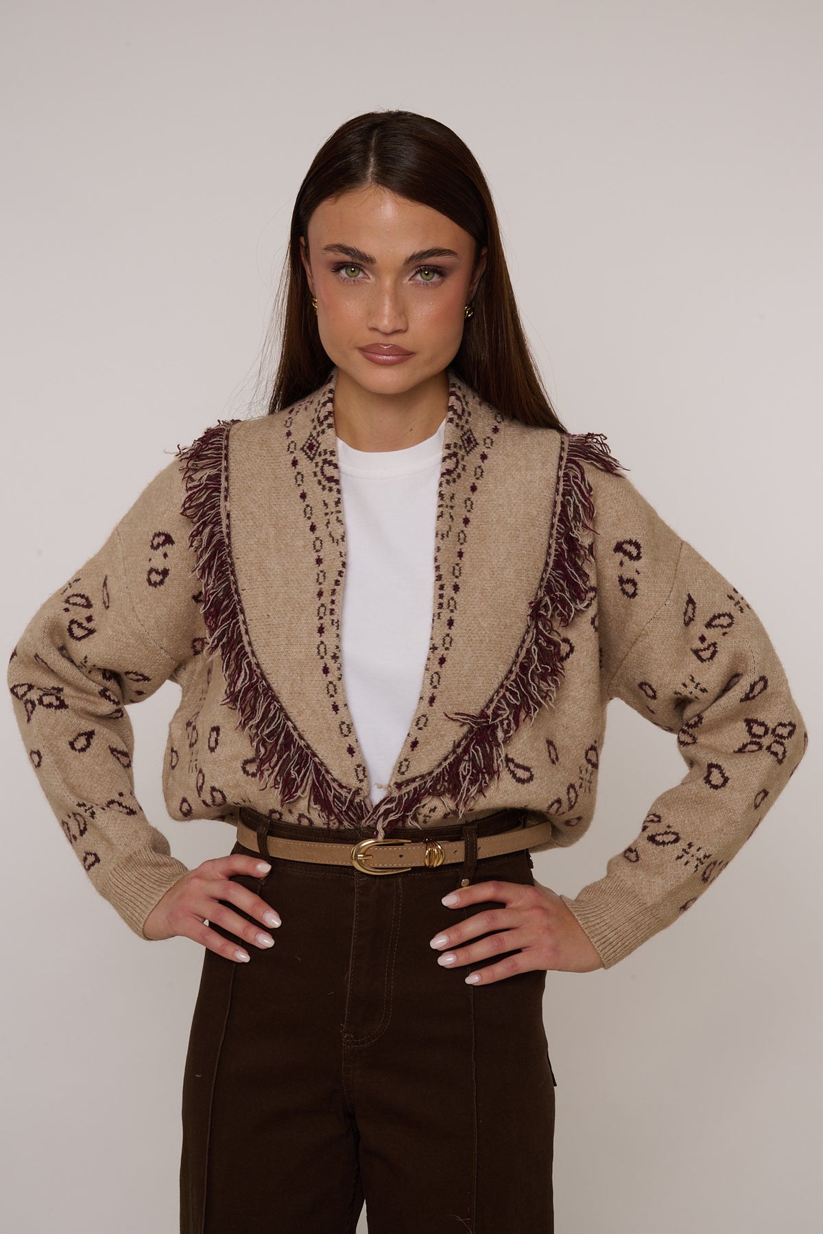 Cardigan ‘FANTASIA BANDANA’ Camel