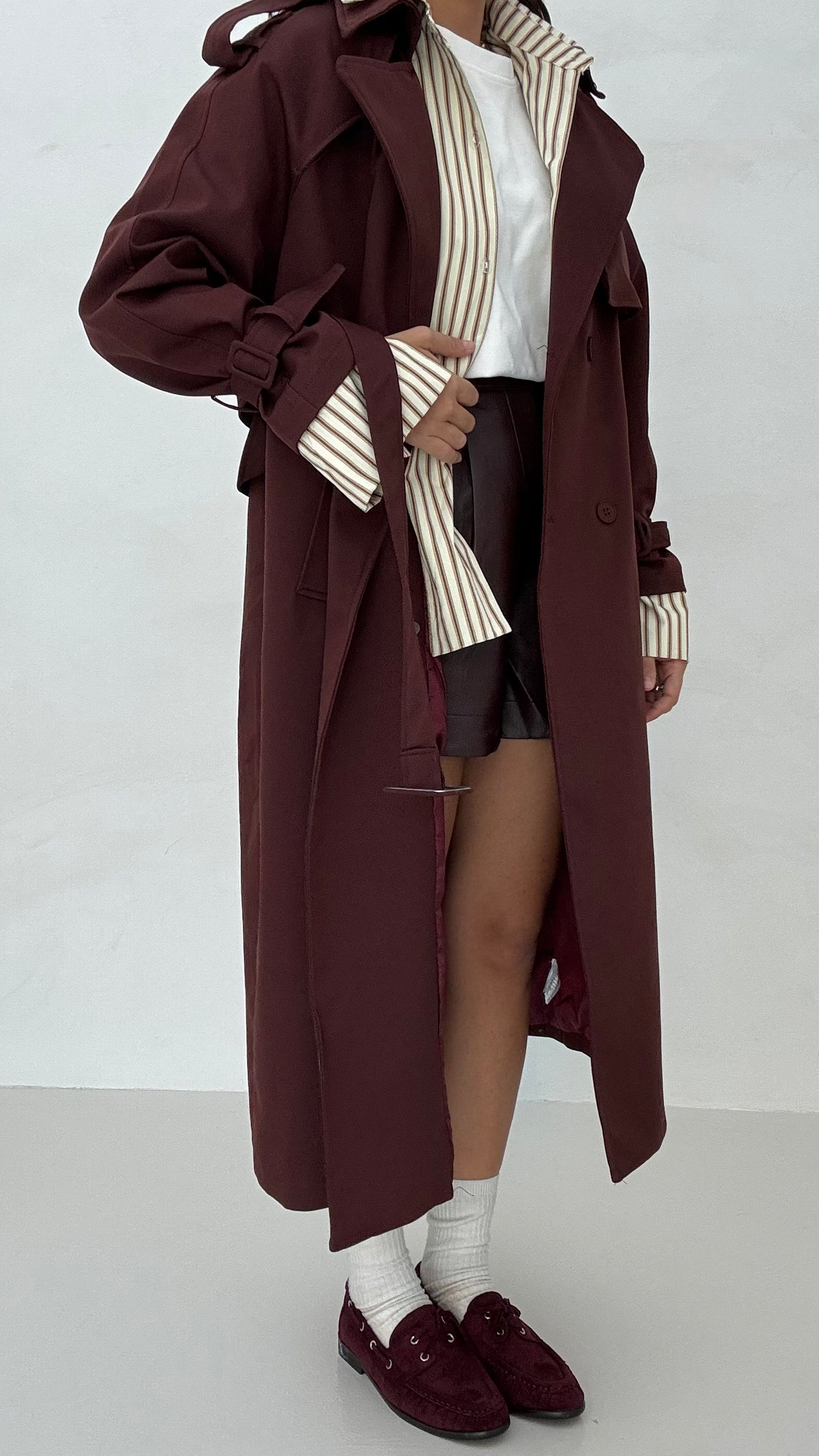 Trench finta camicia ‘99%COTONE’ Bordeaux