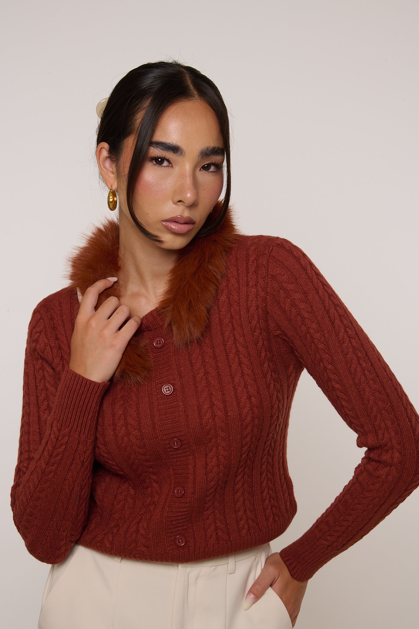 Maglione ‘FINTO CARDIGAN’ Rame