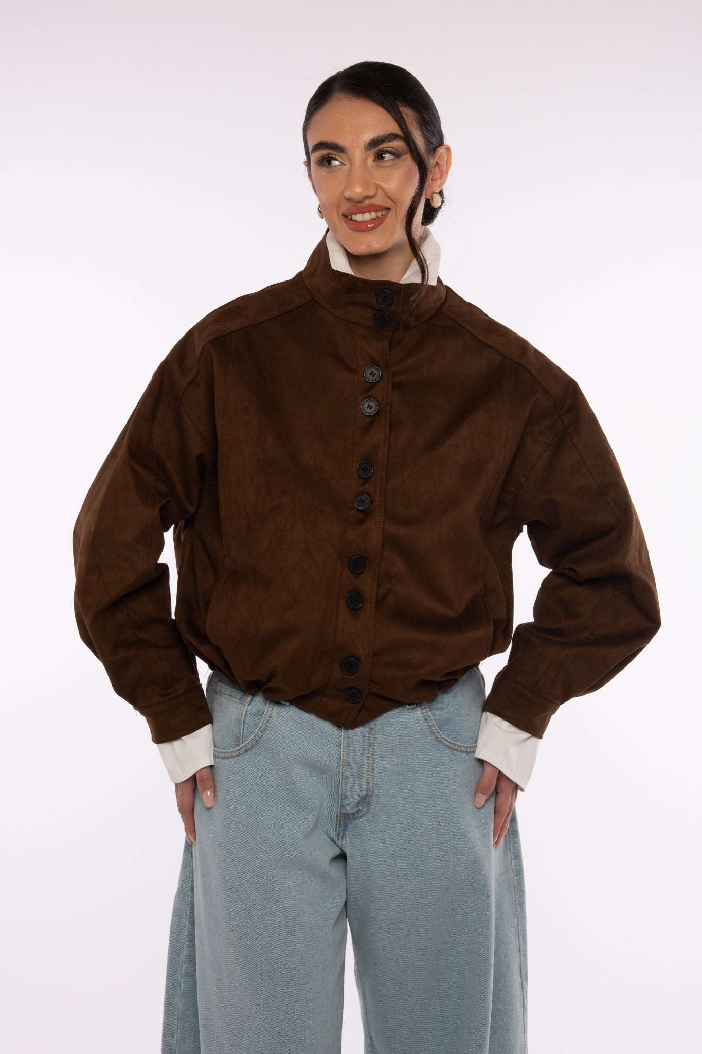 Bomber ‘ECO-CAMOSCIO COLLO ALTO’Cacao