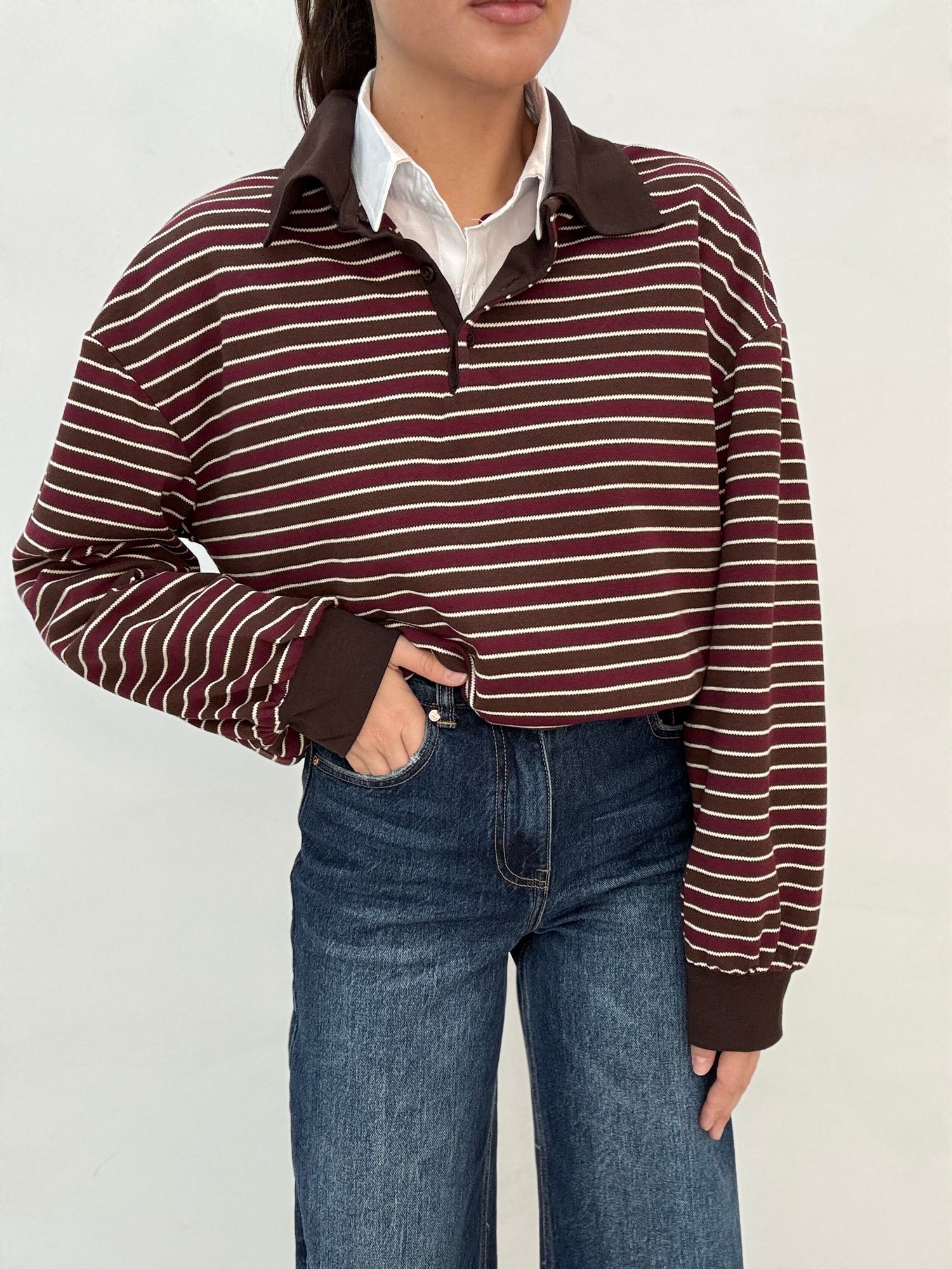 Maglia/Polo ‘48% COTONE’ Bordeaux e Cacao
