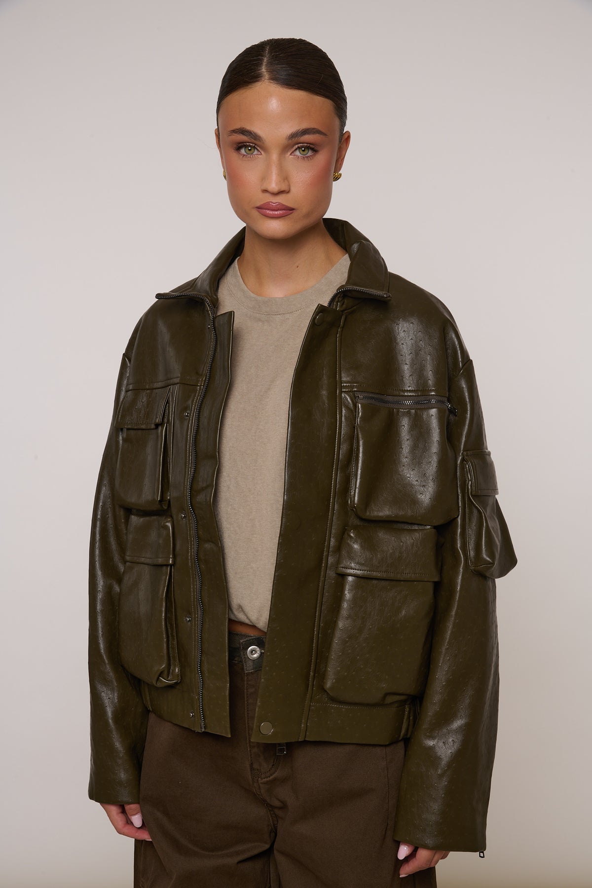 Bomber ‘TASCONI’ Ecopelle By Lumina Verde Militare