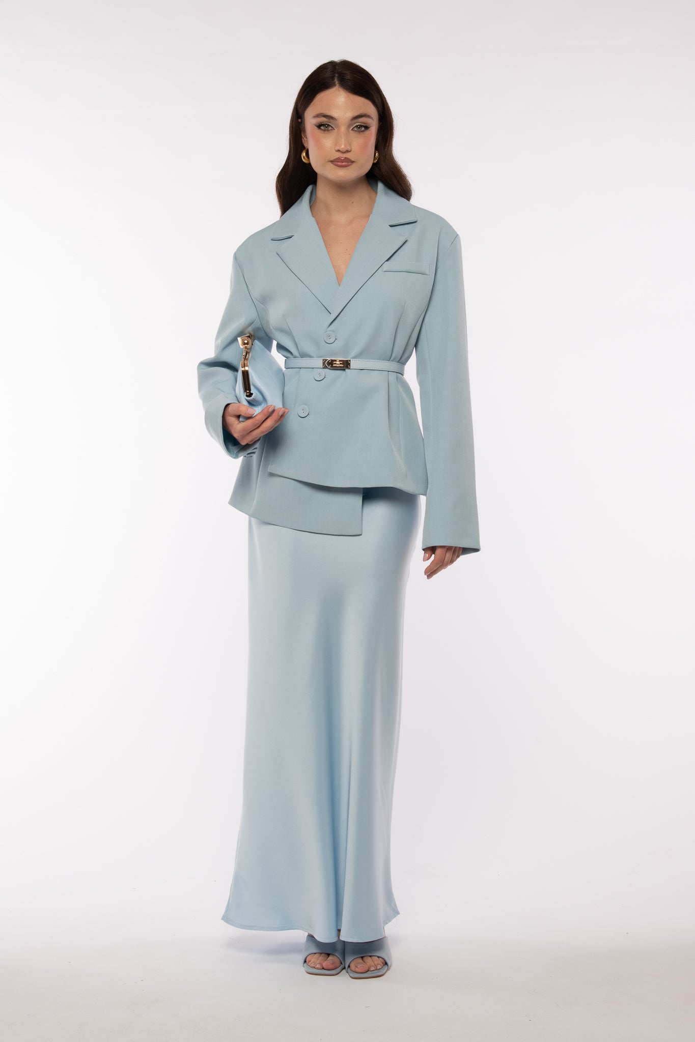 Gonna Longuette ‘SATIN’ Azzurra