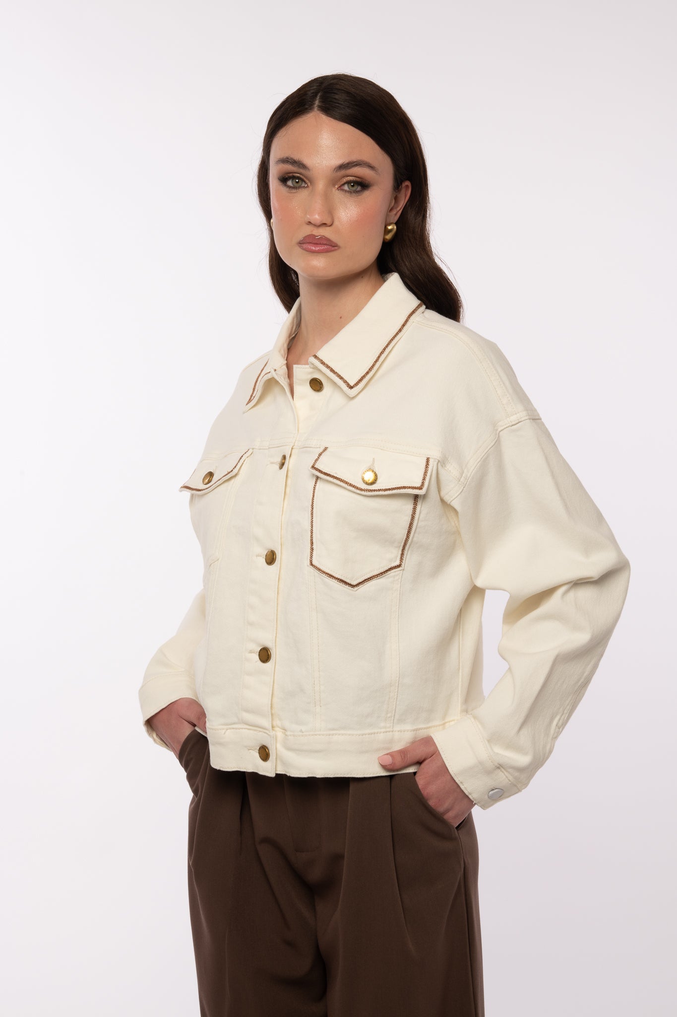 Camicia ‘TASCHINI CUCITURE CUOIO’ Bianca