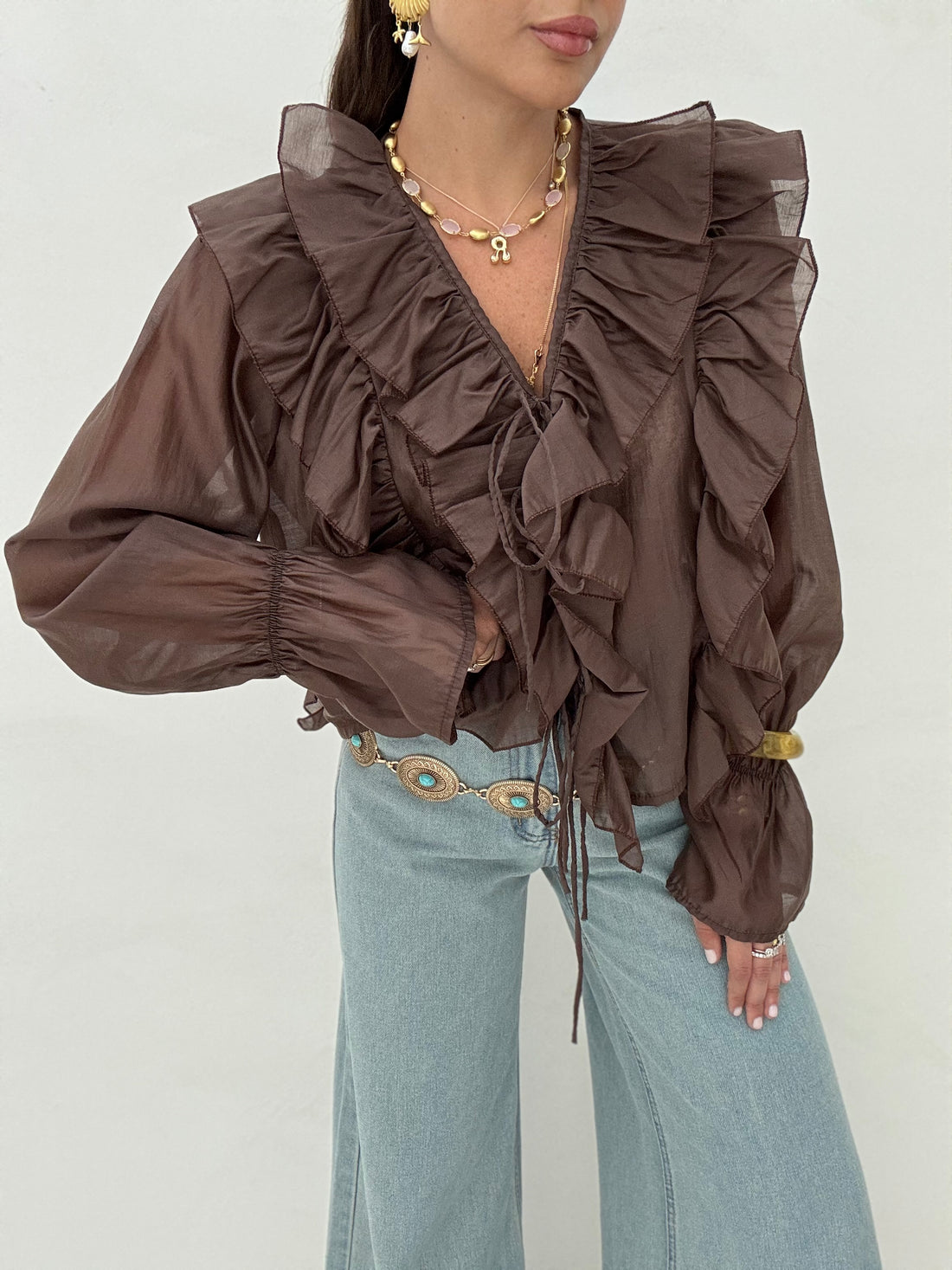 Camicia ‘ROUCHES E FIOCCHETTI’ Cacao