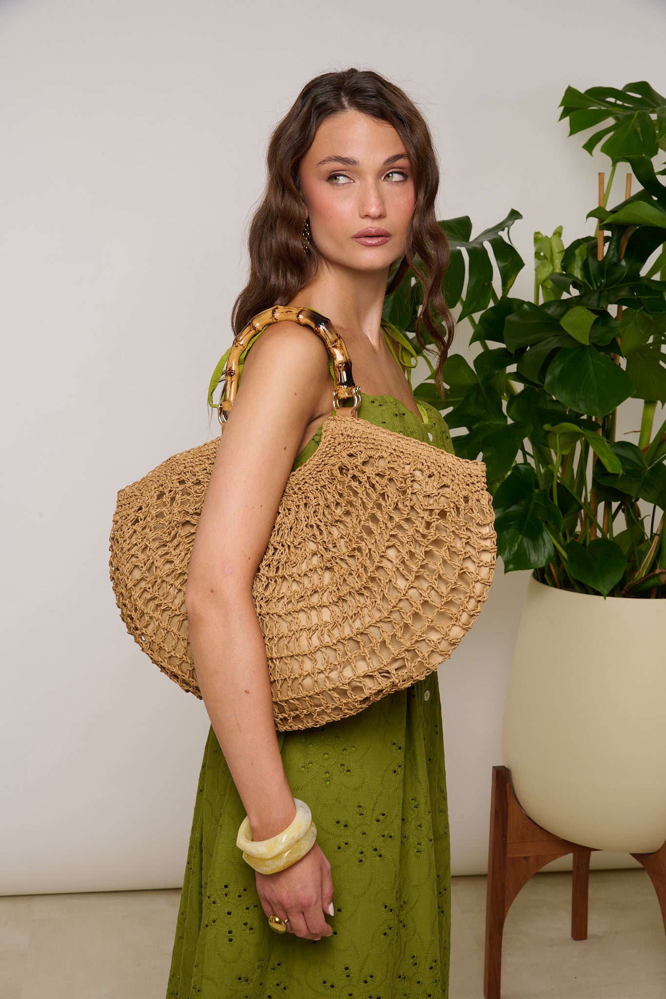 Borsa ‘MANICO IN LEGNO’ Beige