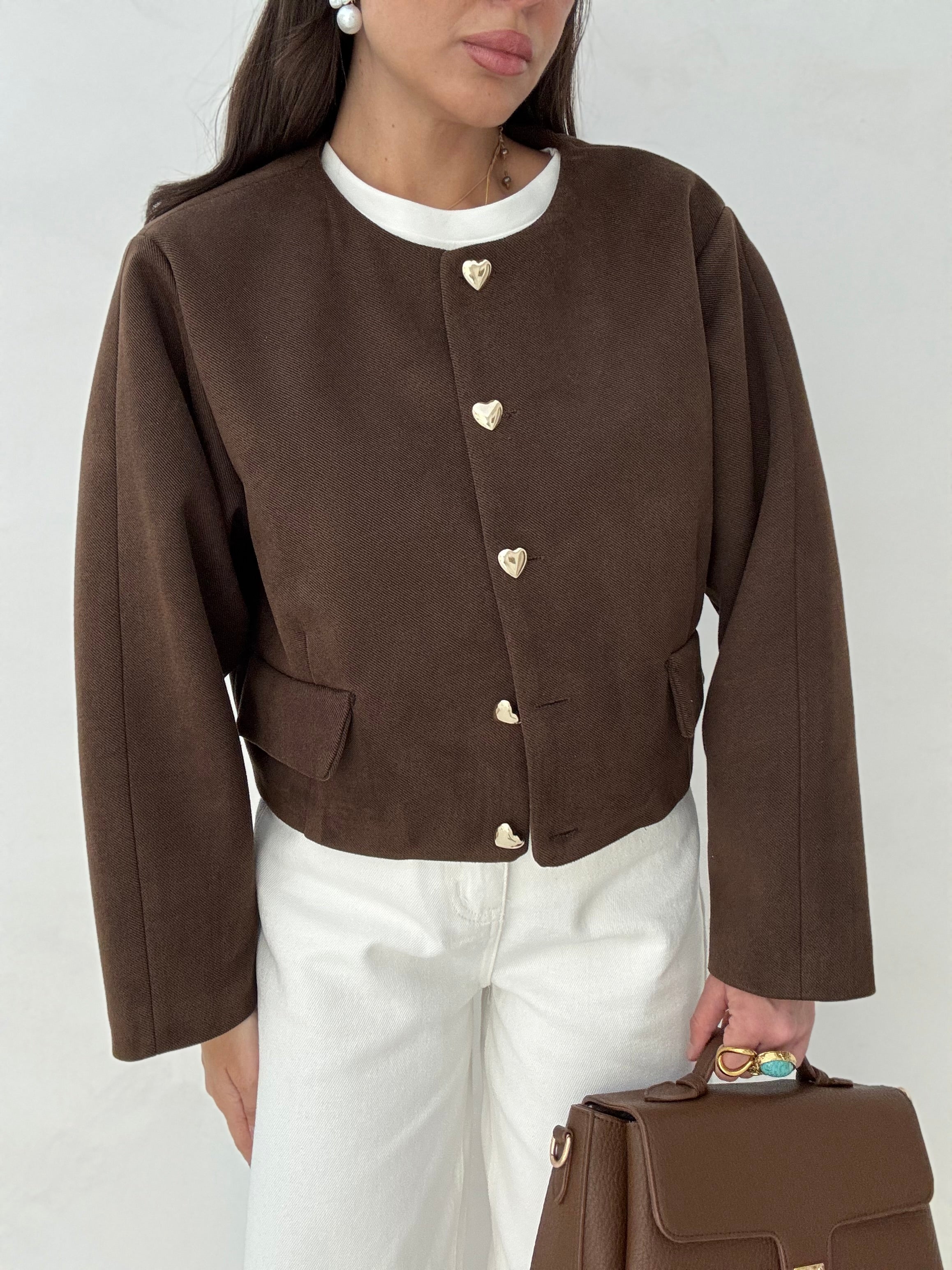 Giacca  ‘BOTTONI CUORE 3&amp;33 COLLECTION’ Cacao