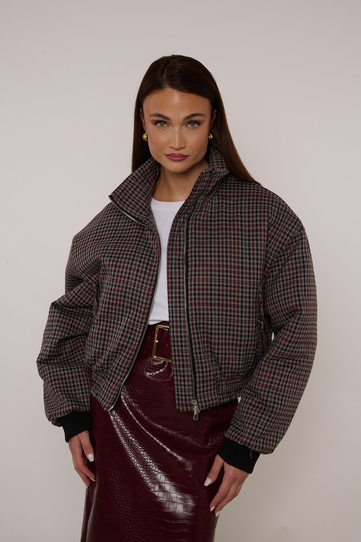 Bomber ‘QUADRETTI’ By Lumina Base Bordeaux