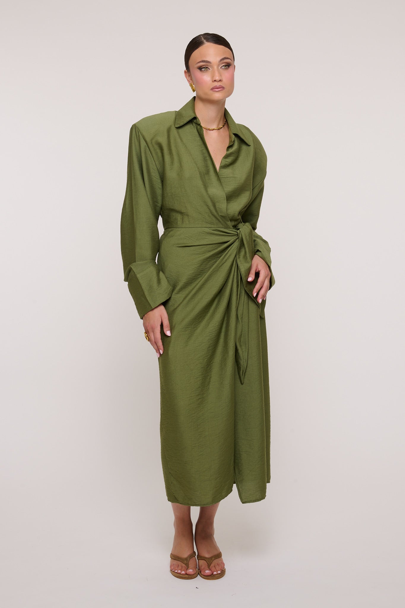 Abito ‘PORTAFOGLIO’ Maxi Spallina Verde Militare