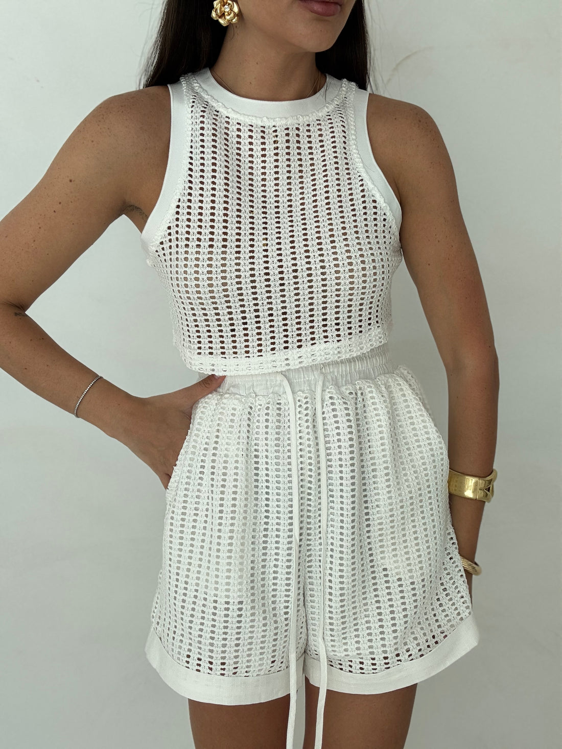 Coordinato ‘CROCHET SPORTY CHIC’ Bianco