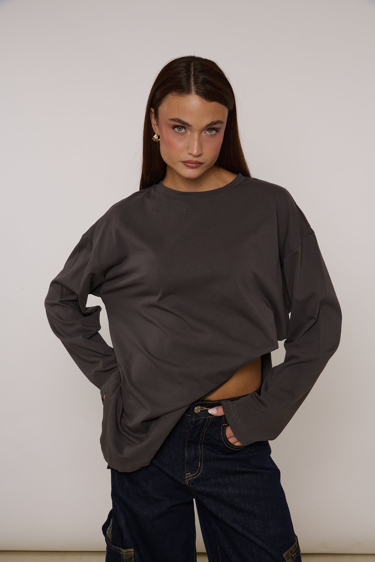 Maglia ‘SPACCO LATERALE’ 100%COTONE Grigia