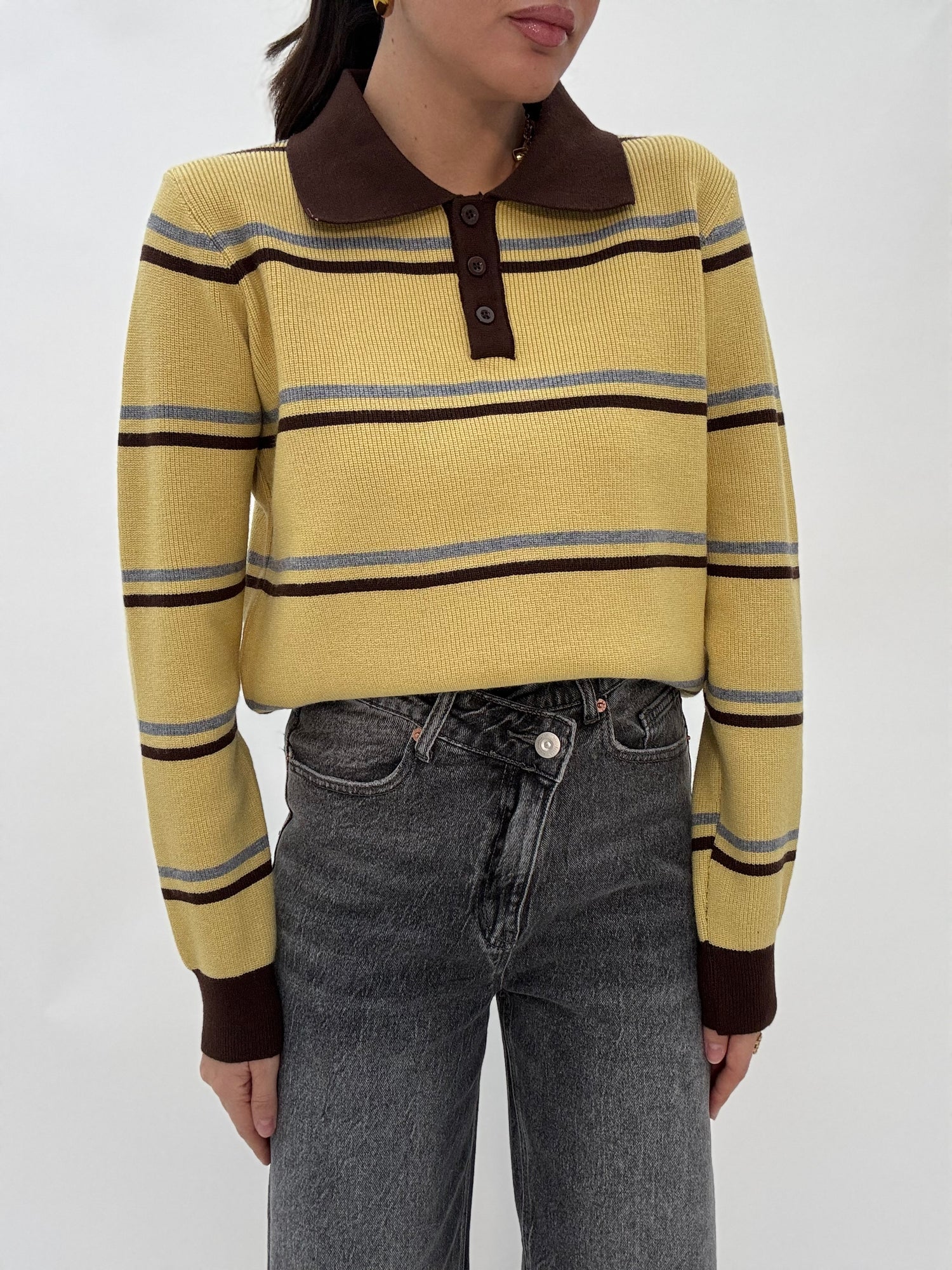 Maglione/Polo ‘RIGHE’ Base Senape