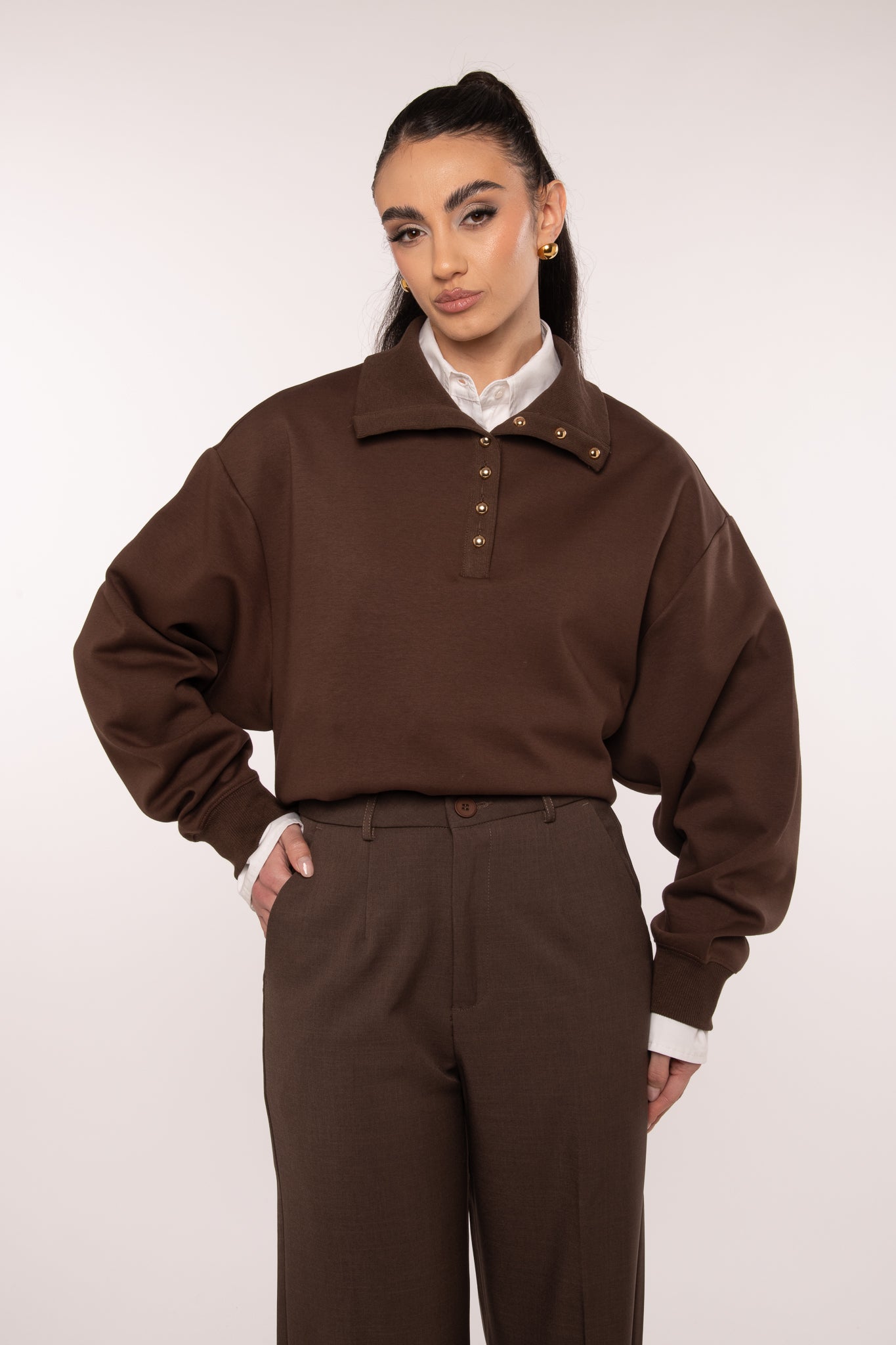 Polo/Felpa ‘BOTTONCINI ORO’ Cacao