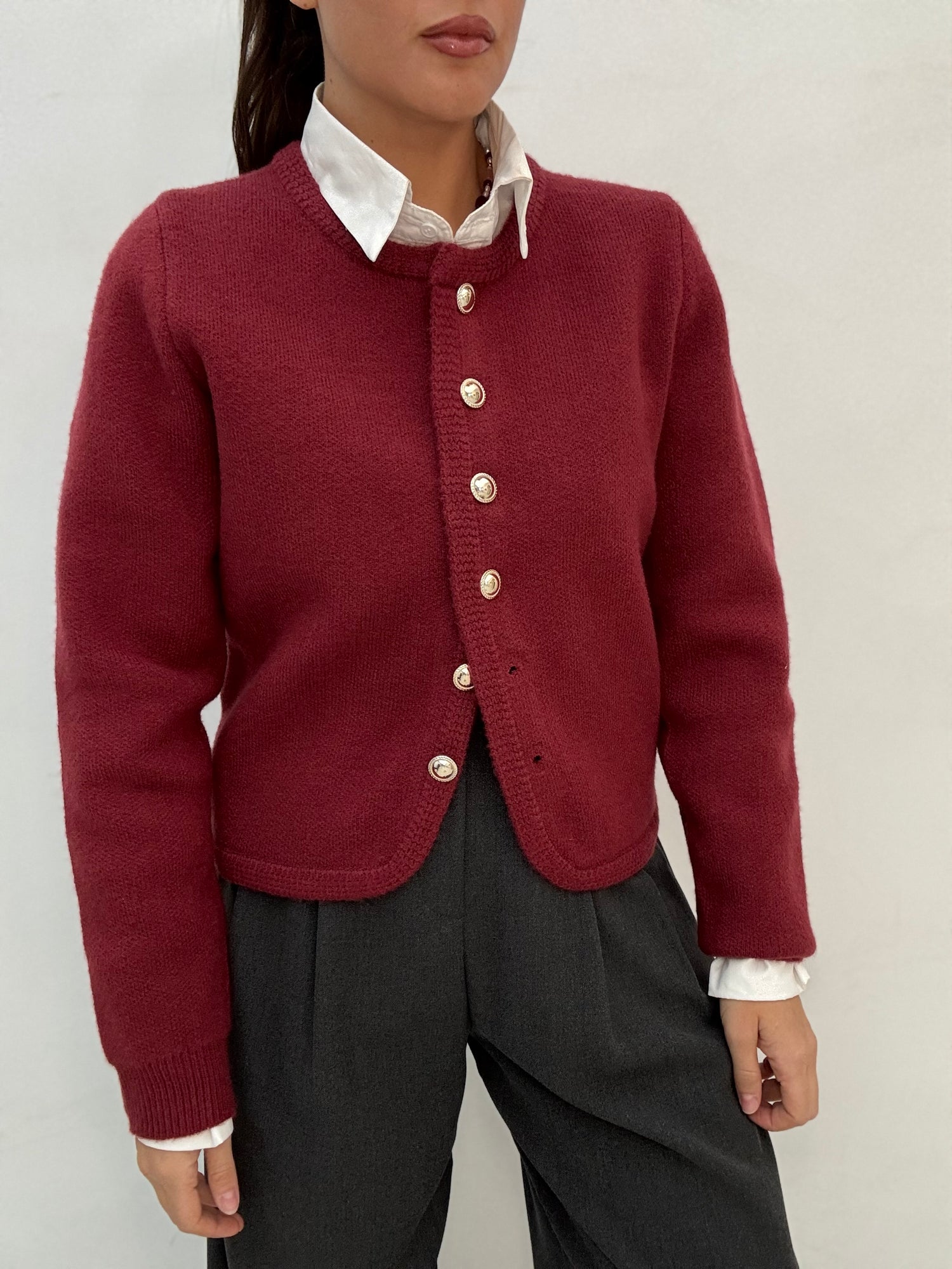 Cardigan ‘OLD MONEY BOTTONI ORO’ Bordeaux