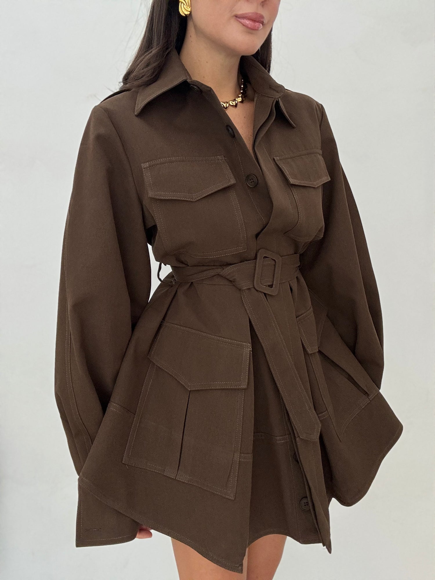 Abito/Camicia ‘SAFARI 100%COTONE’ Cacao