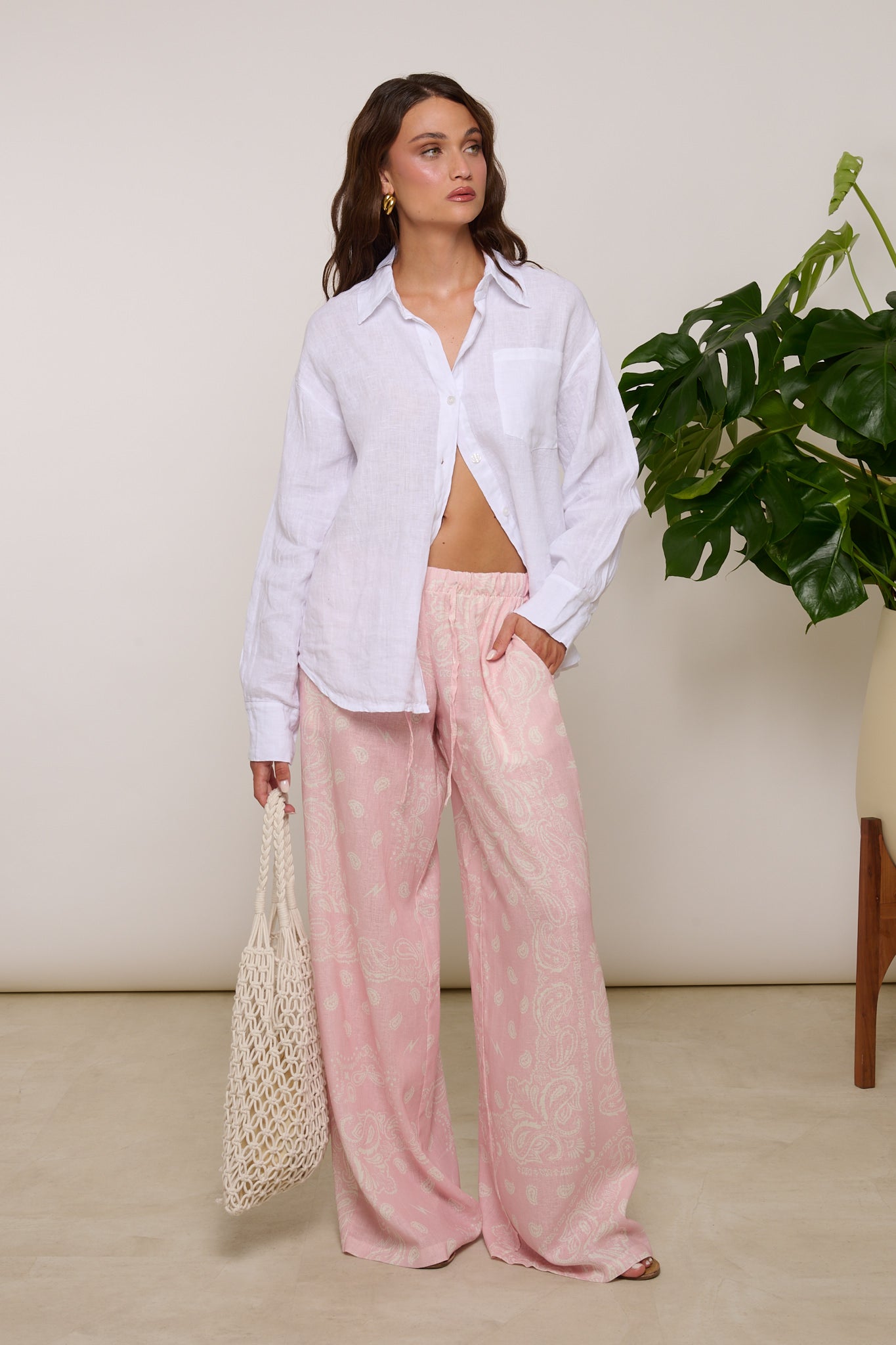Pantalone ‘FANTASIA BANDANA’ 55%LINO Rosa