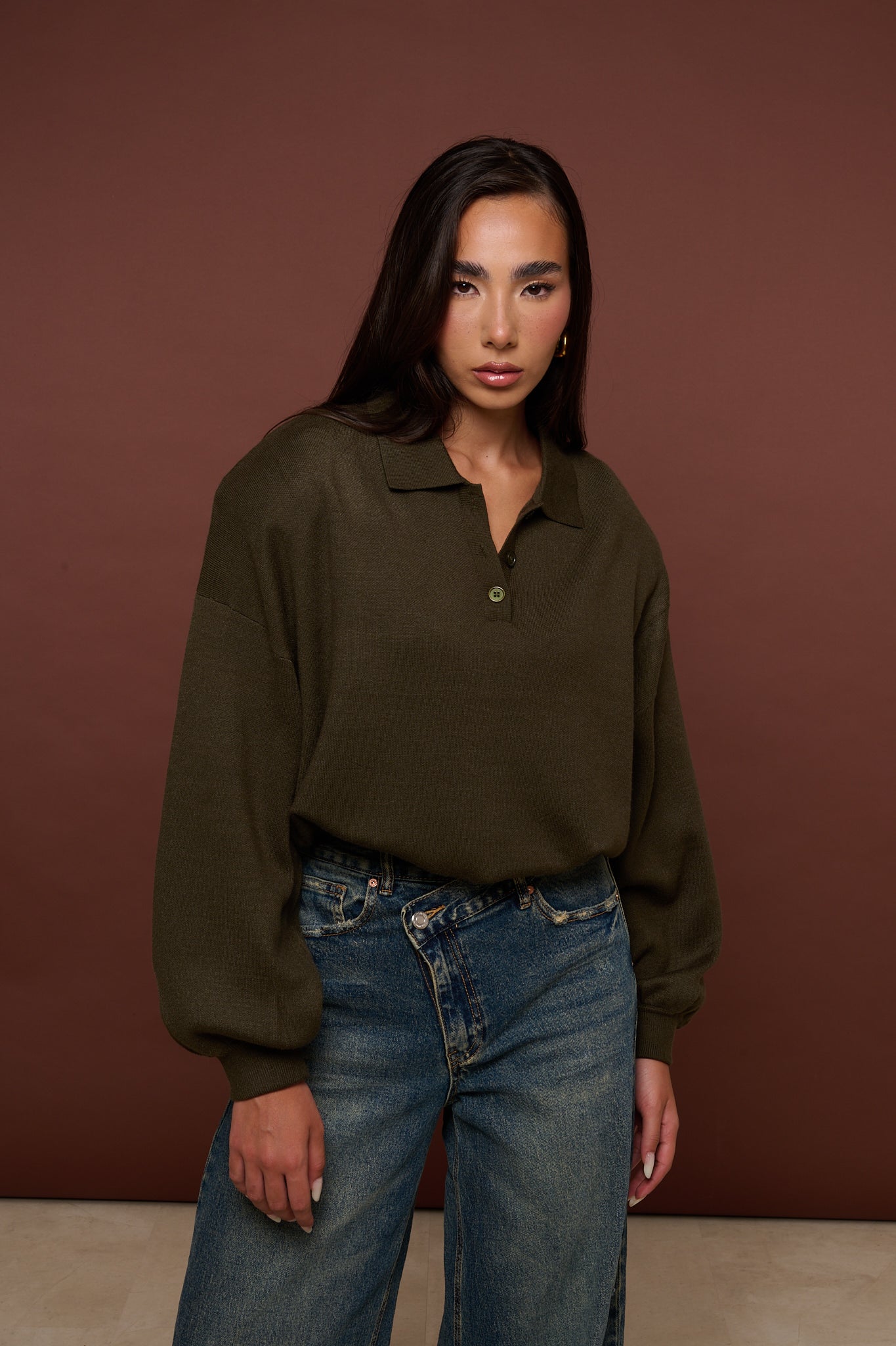 Maglione/Polo con spalline Verde Militare