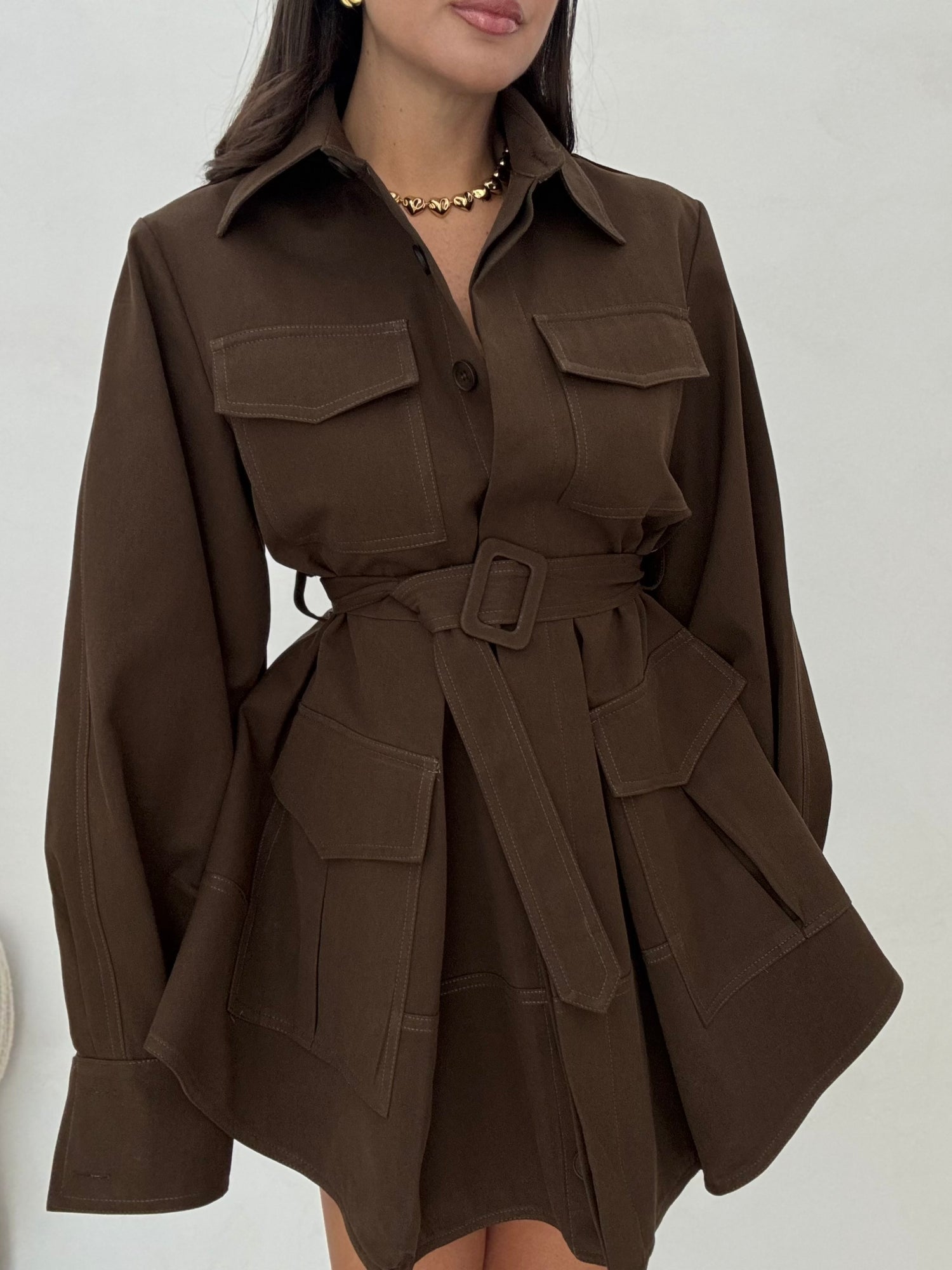 Abito/Camicia ‘SAFARI 100%COTONE’ Cacao