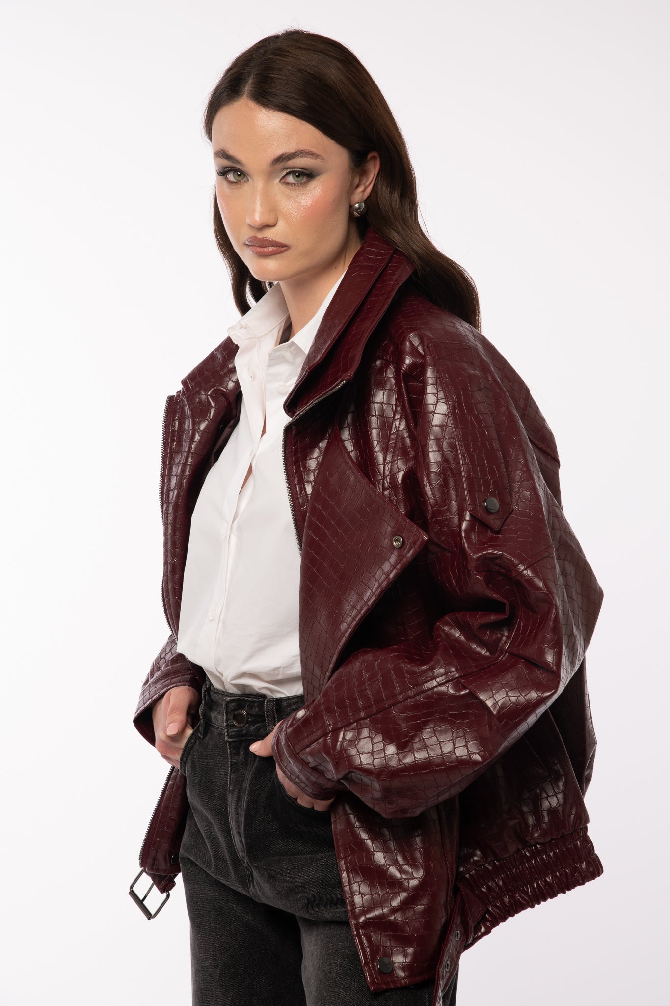 Bomber cocco ecopelle Bordeaux