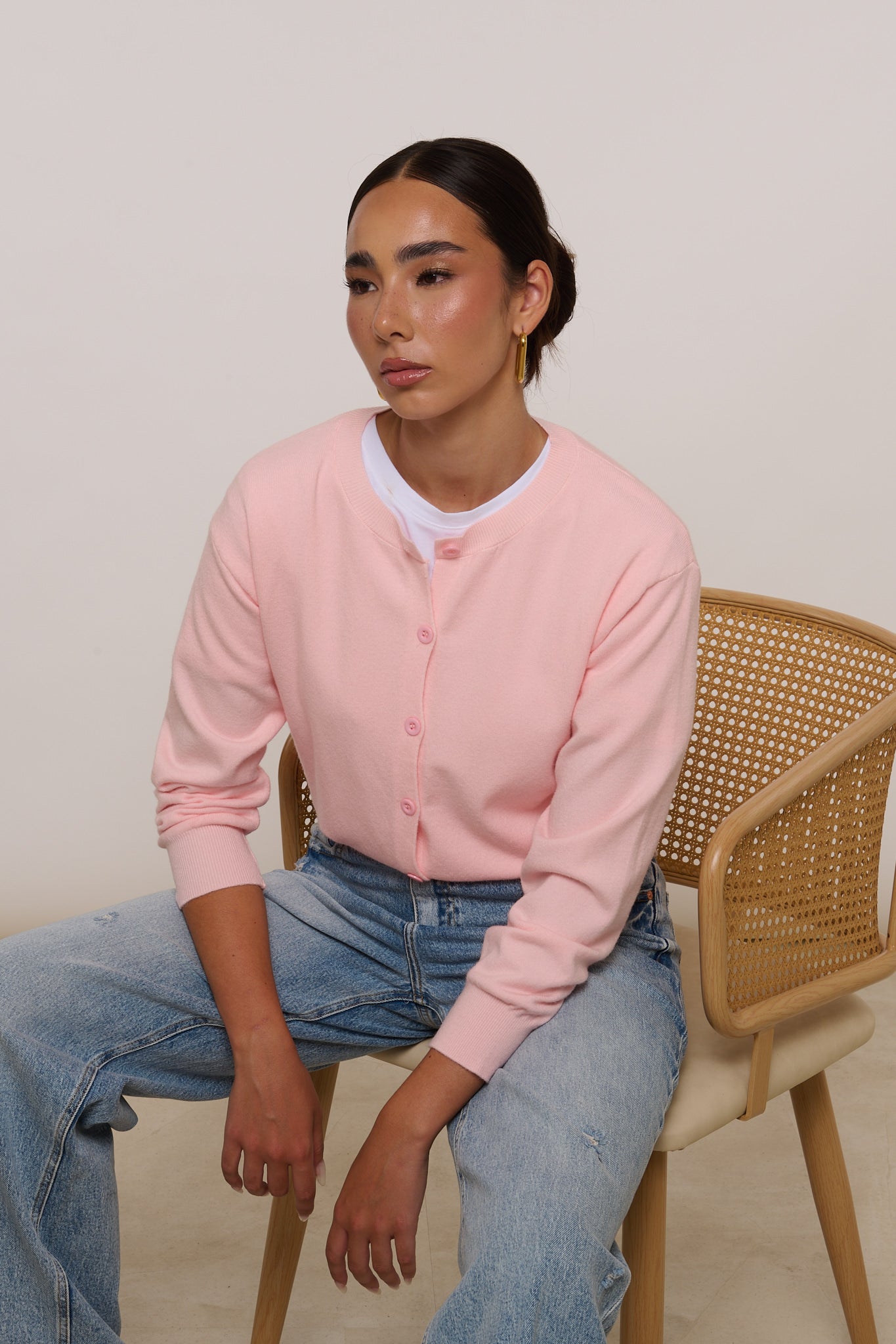 Cardigan Bottoncini ‘65% COTONE’ Rosa