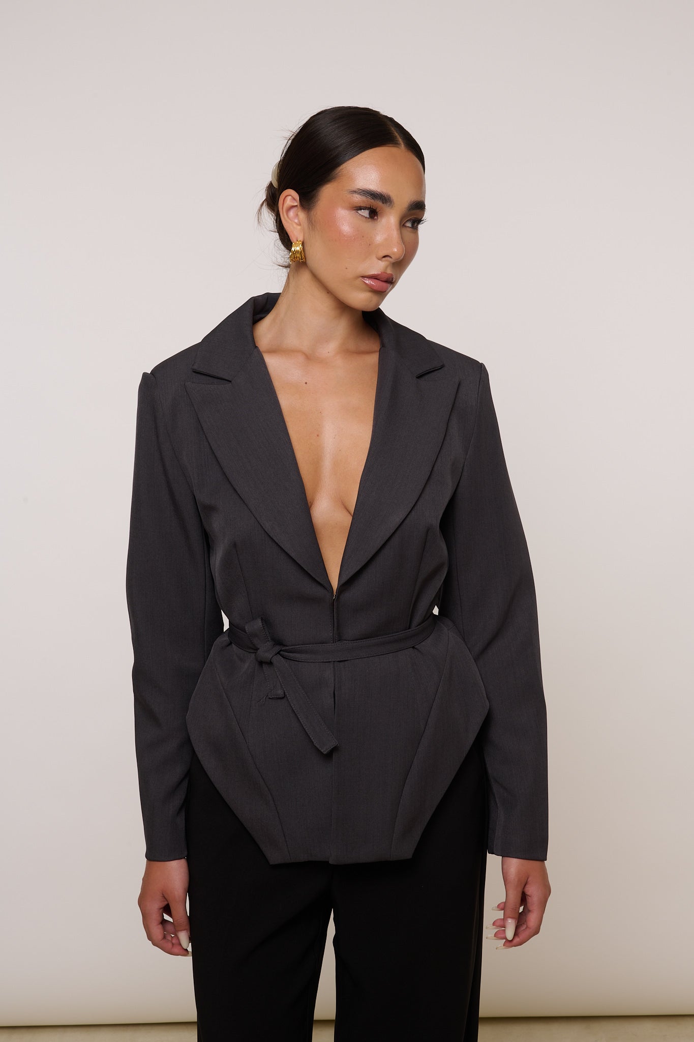 Blazer ‘CINTURINO E GANCETTI’ Grigio