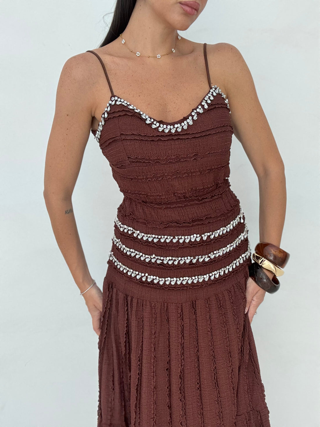 Coordinato ‘STRASS’ Top+Gonna Cacao