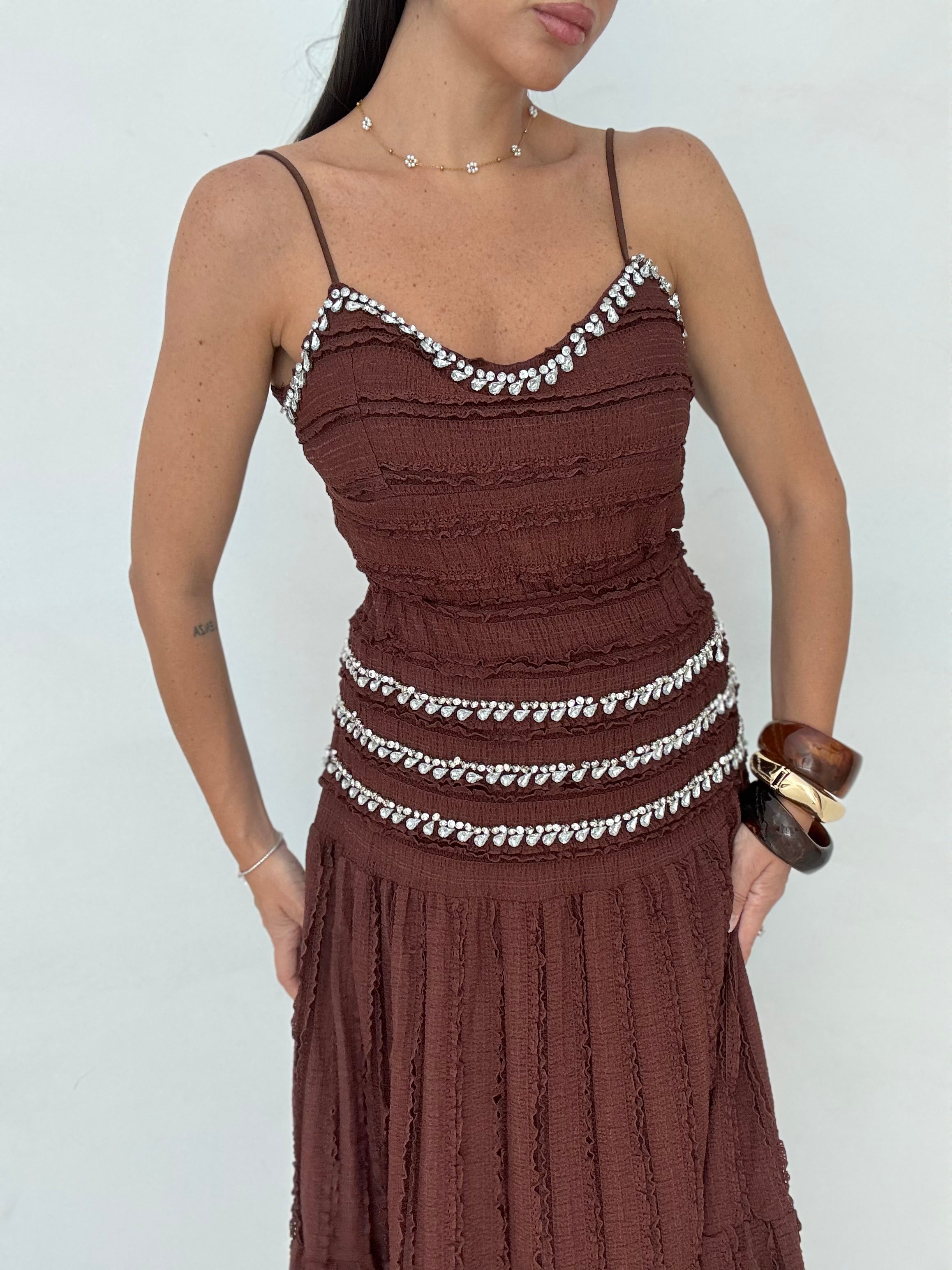 Coordinato ‘STRASS’ Top+Gonna Cacao
