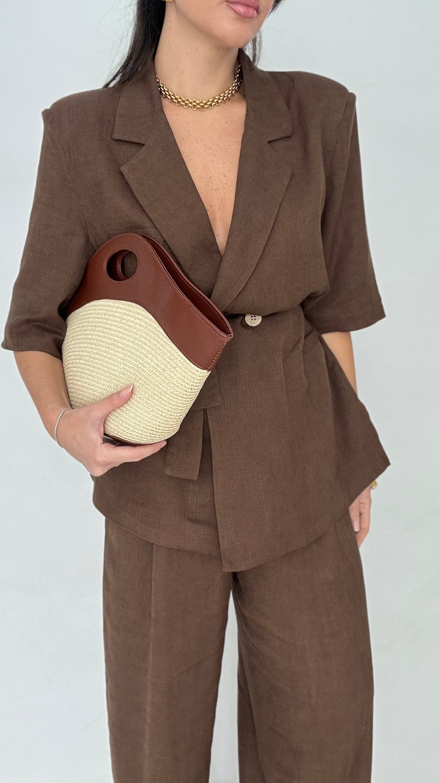 -PREORDINE-Tailleur ‘55% LINO’ Cacao