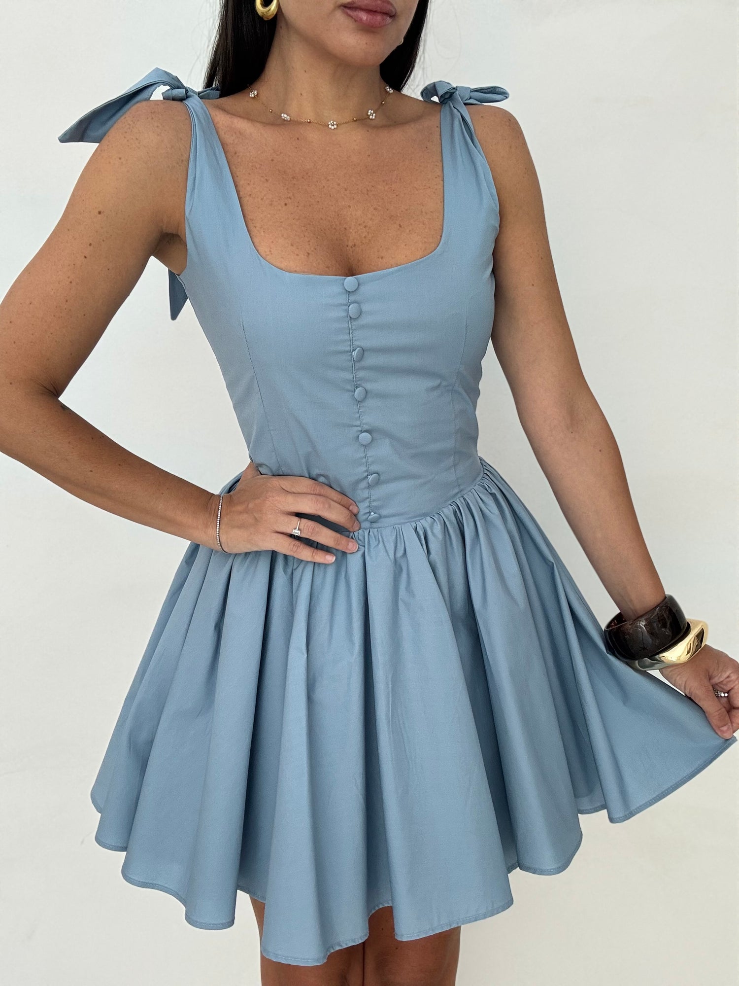 Abito ‘BEA’ 100%COTONE Corto Azzurro
