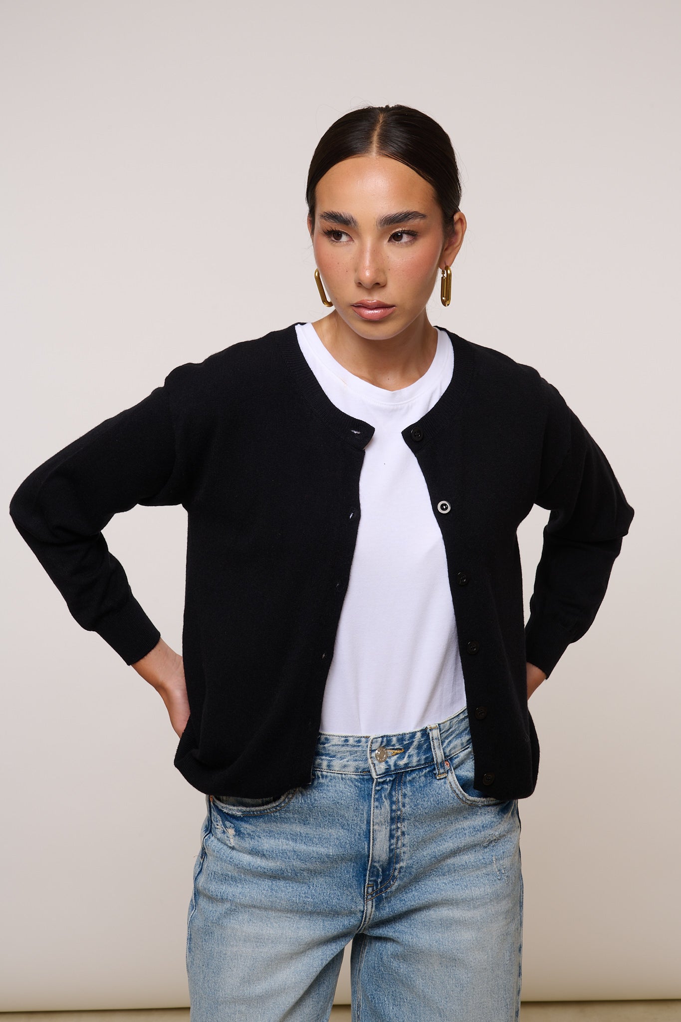 Cardigan Bottoncini ‘65% COTONE’ Nero