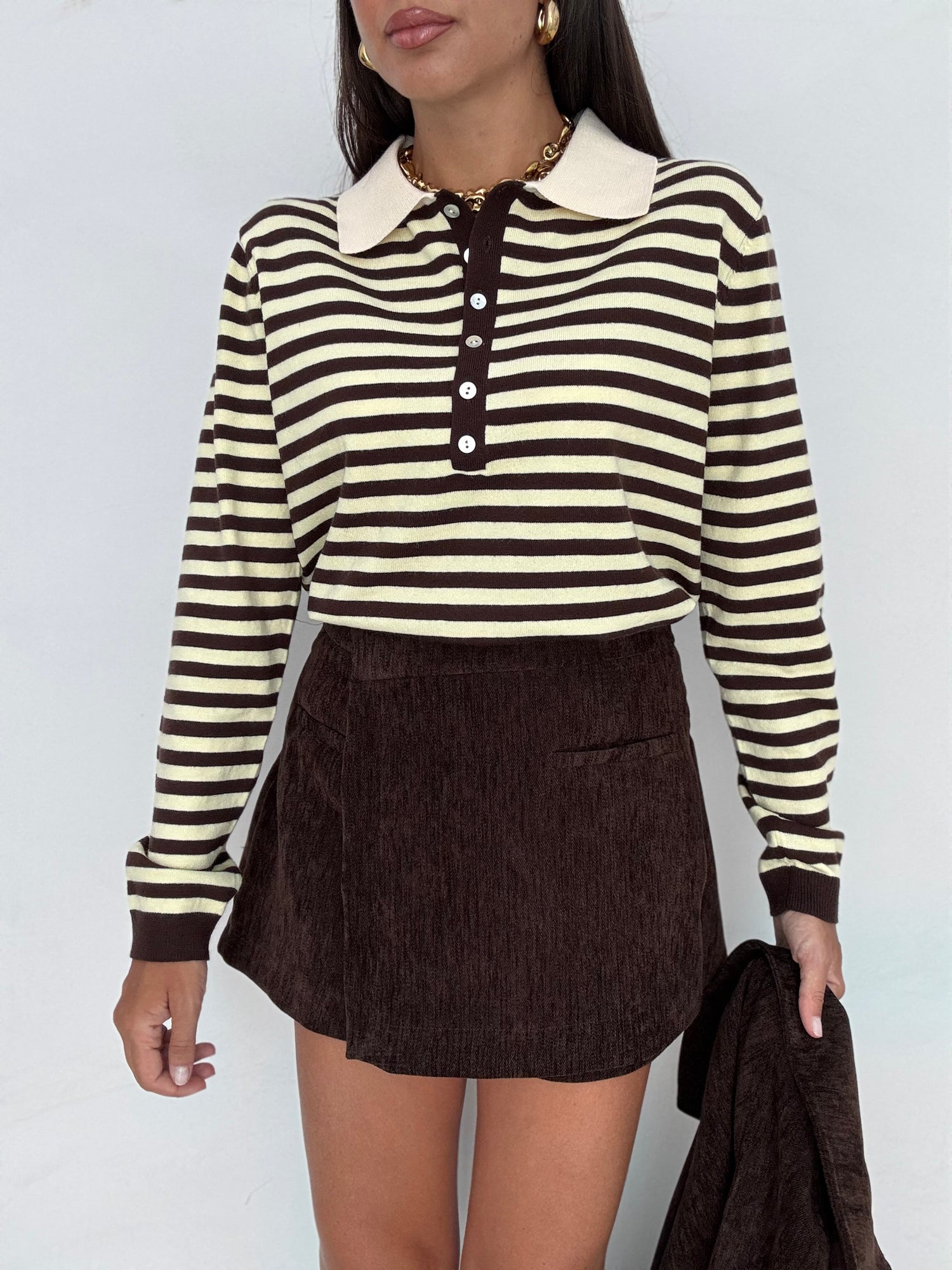 Maglia/Polo ‘RIGHE’ Cacao e Giallo