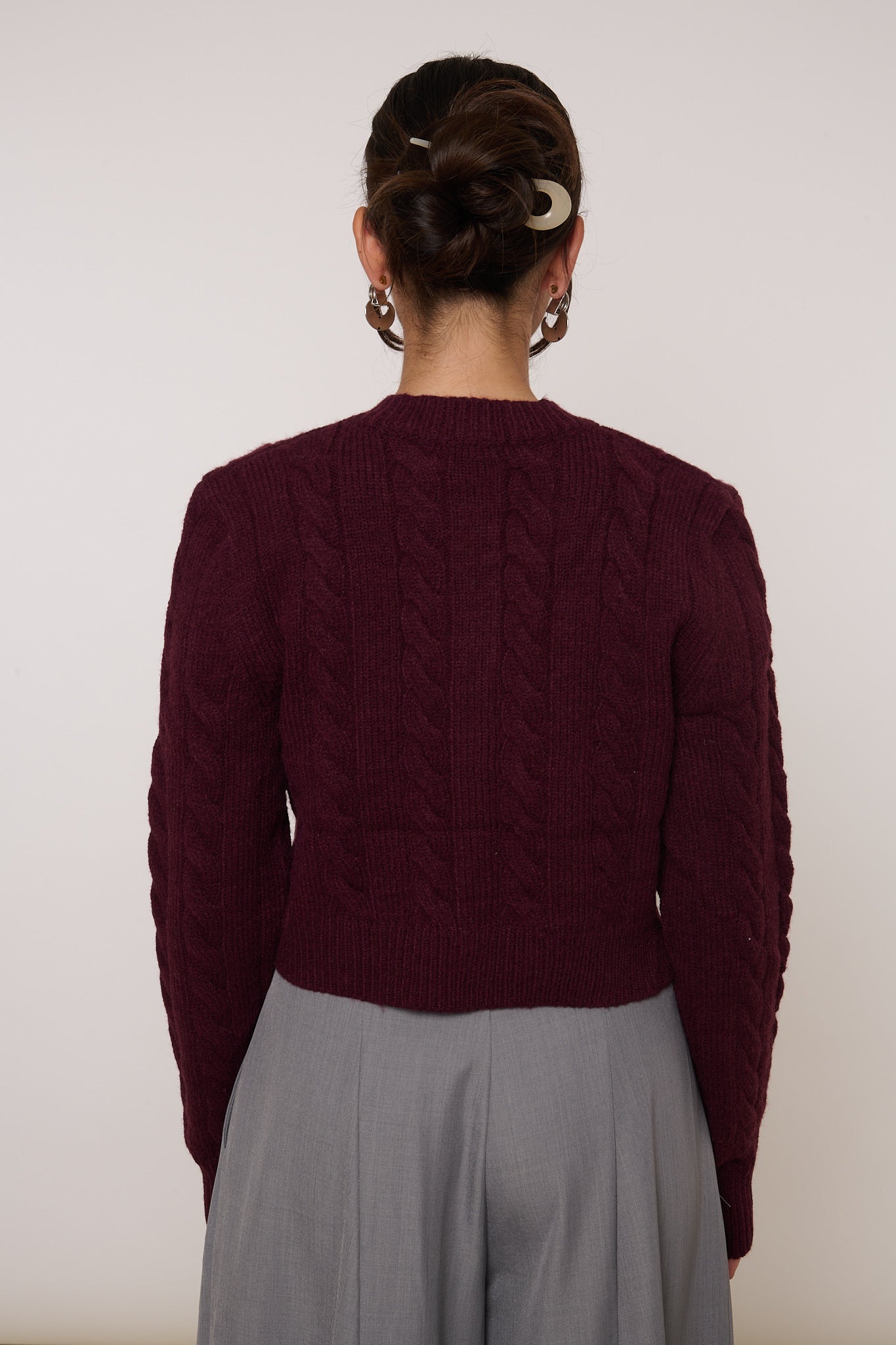 Cardigan ‘TRECCE’ Crop Bordeaux