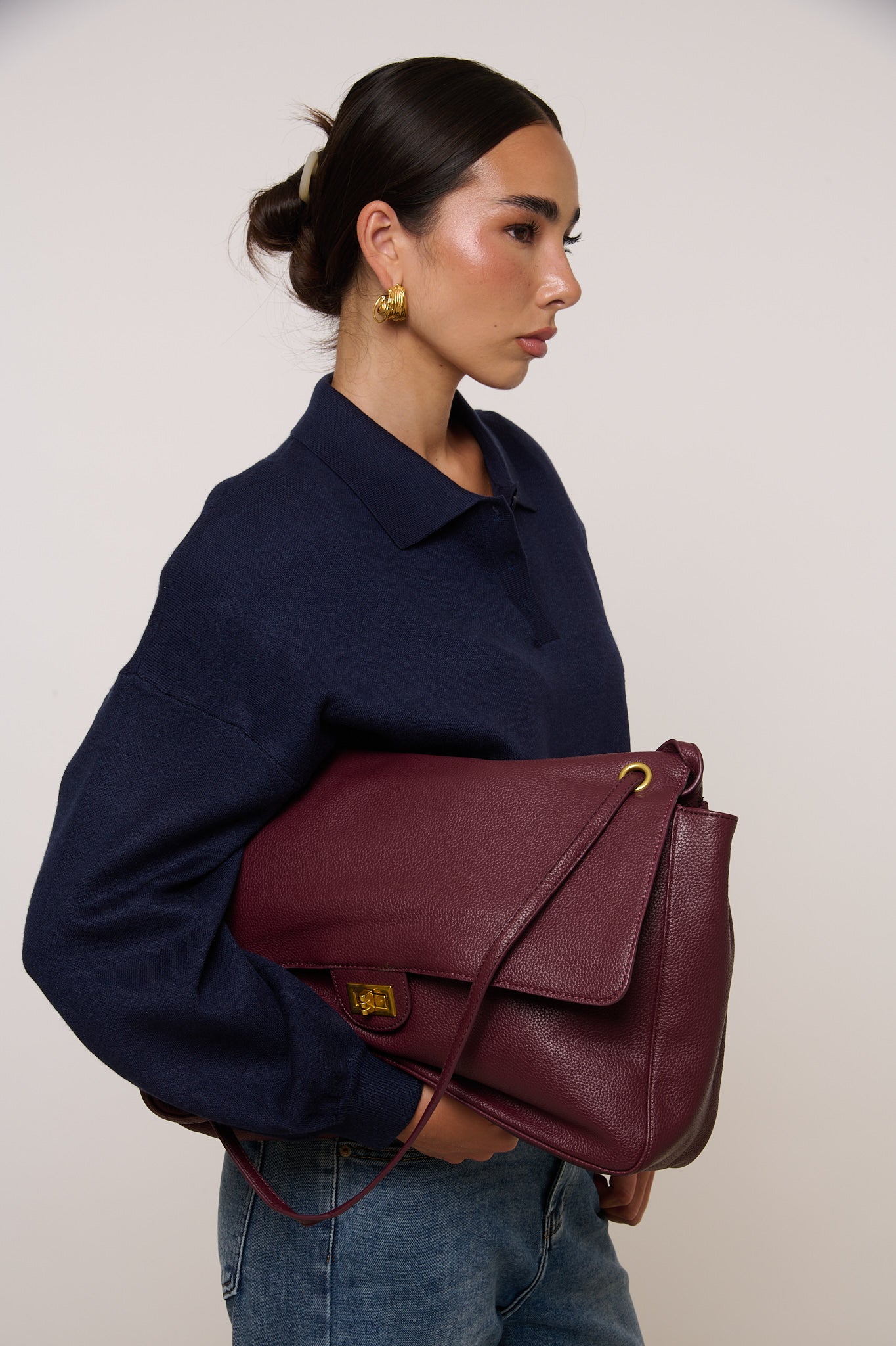 Borsa ‘MAXI’ in ecopelle Bordeaux