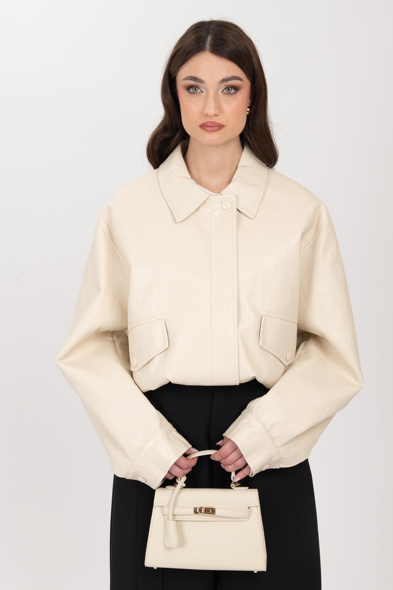 Chiodo/Bomber ‘ECOPELLE BY LUMINA’ Panna