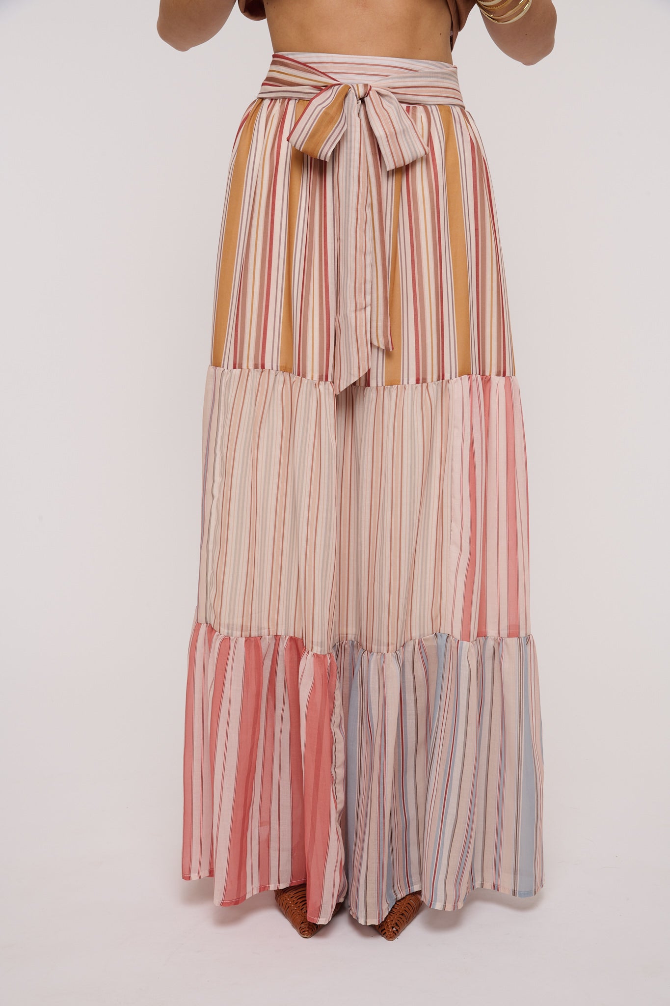 Gonna longuette ‘RIGHE’ Multicolor